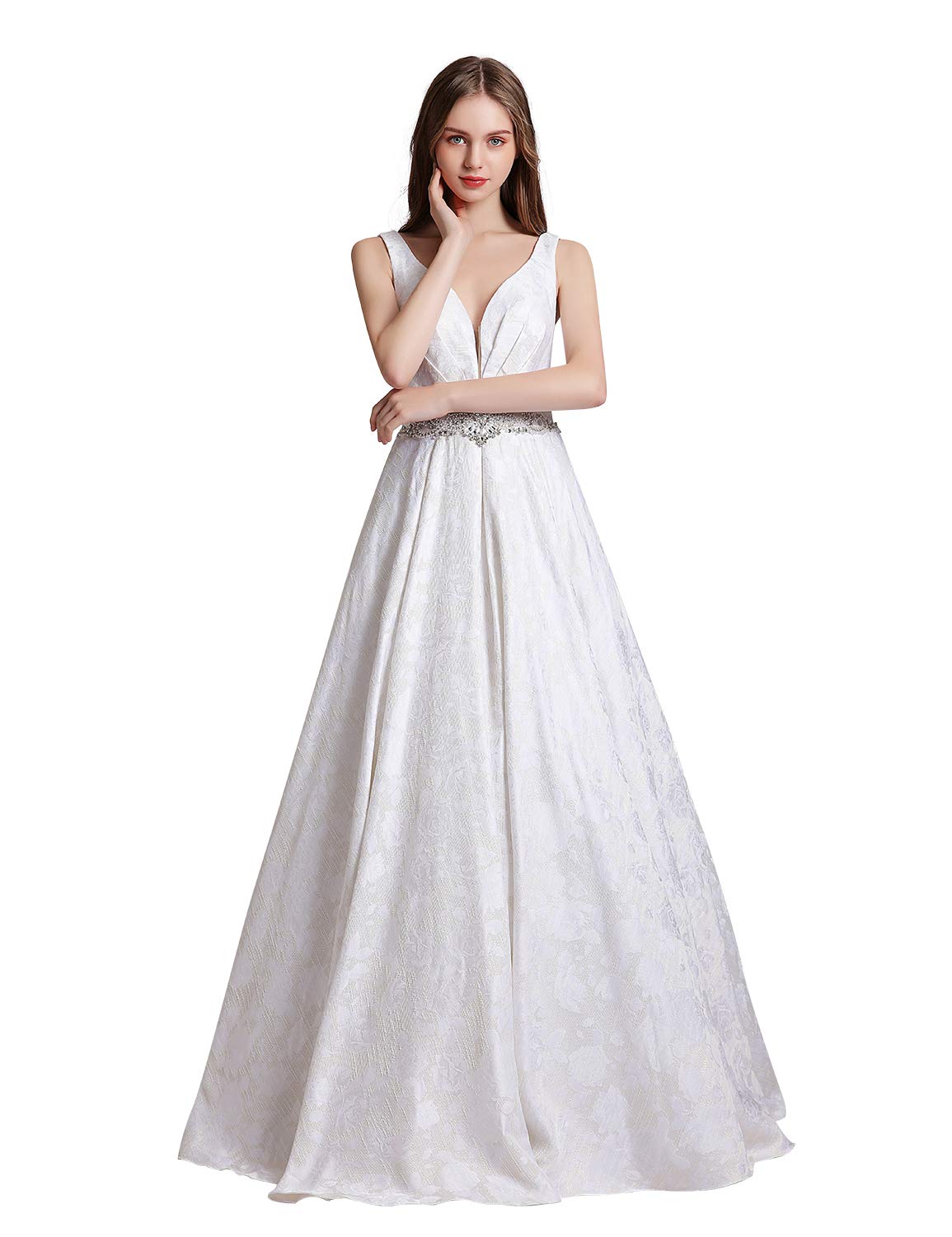 Sarahbridal Women's Prom Evening Dresses 2023 - Long Beaded Pearls Wedding Party Ball Gowns for Homecoming, Quinceañera & Formal Events