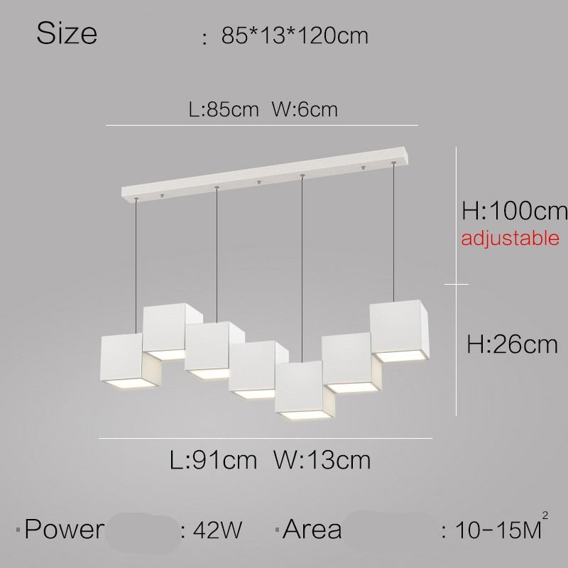 Modern Square Blocks Pendant Light - Geometric Hanging Chandelier for Kitchen Island, Dining Room & Living Room Decor