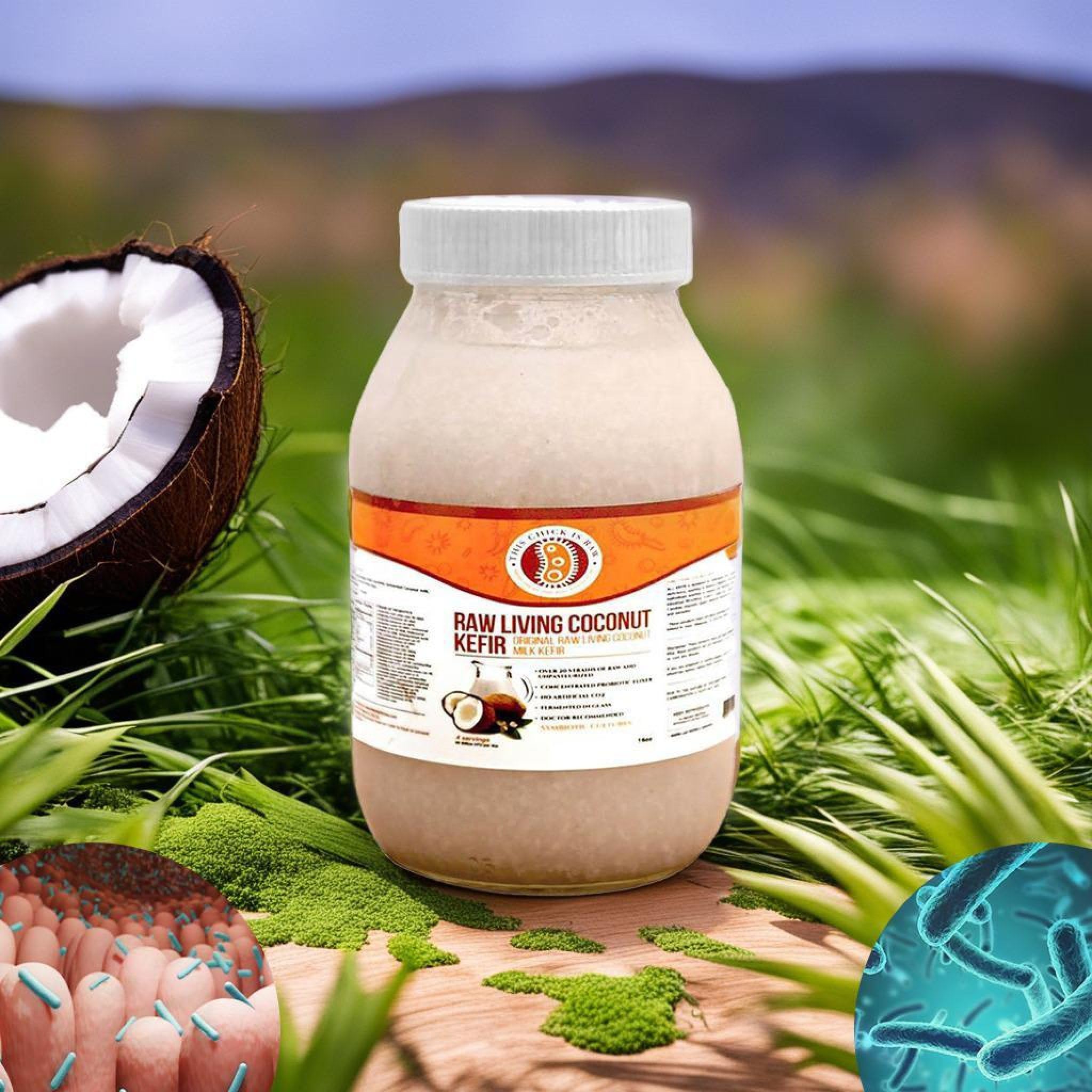 Organic Vegan Living Coconut Milk Kefir - Raw Fermented Probiotic Drink for Gut Health & Digestion - Low-Sugar Dairy-Free Alternative | Perfect for Smoothies, Breakfast Bowls & Healthy Gut Routine | by This Chick Is Raw
