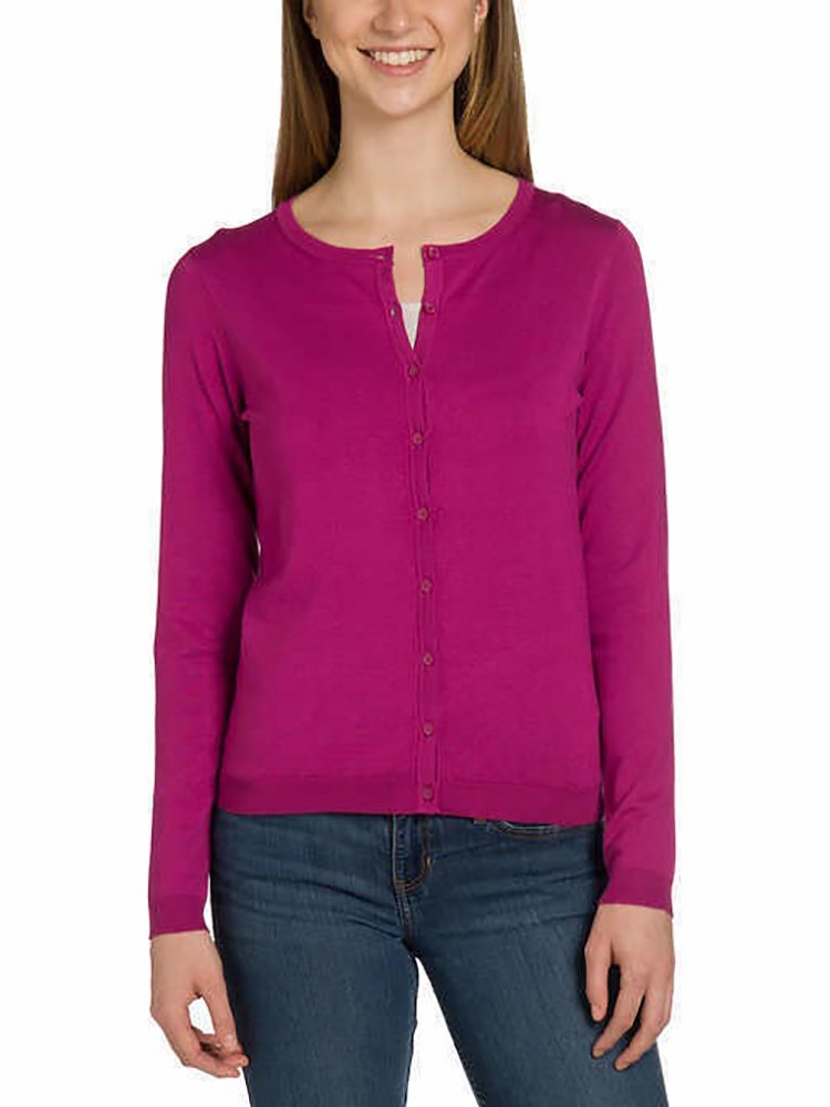 Joan Vass New York Women's Cashmere Cardigan Sweater - Soft & Cozy Knit for Fall & Winter Fashion