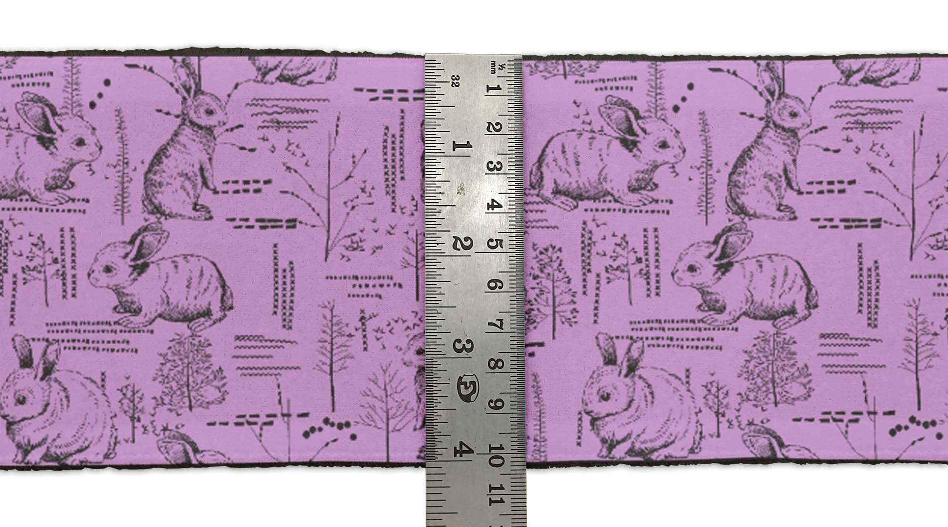 Purple Leaves & Rabbit Animal Printed Dupion Fabric Ribbon Trim - 9 Yards, 4 Inches Wide for Crafts, Sewing, DIY Accessories | Perfect for Dressmaking, Gift Wrapping, and Home Decor Projects