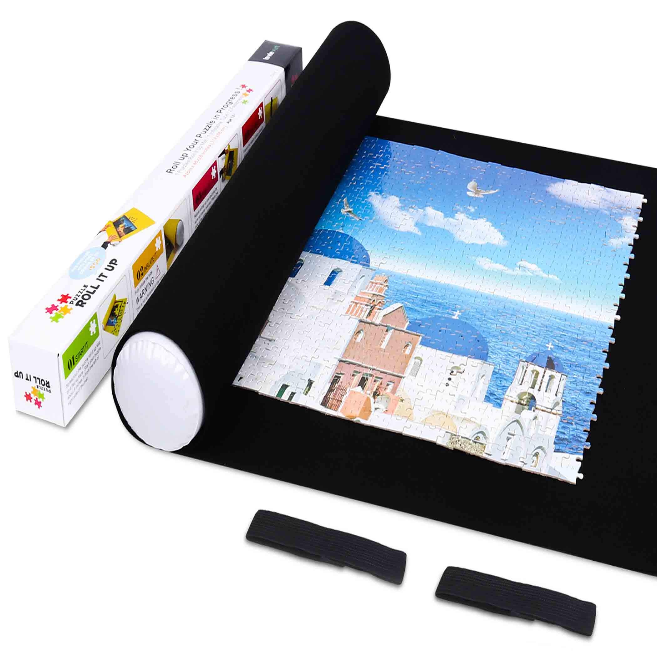 LAVIEVERT Jigsaw Puzzle Roll Mat - Felt Storage Mat for Puzzles Up to 1500 Pieces, Eco-Friendly Puzzle Saver with Long Box Packaging (No Folded Creases) - Black | Perfect for Home, Travel & Puzzle Preservation
