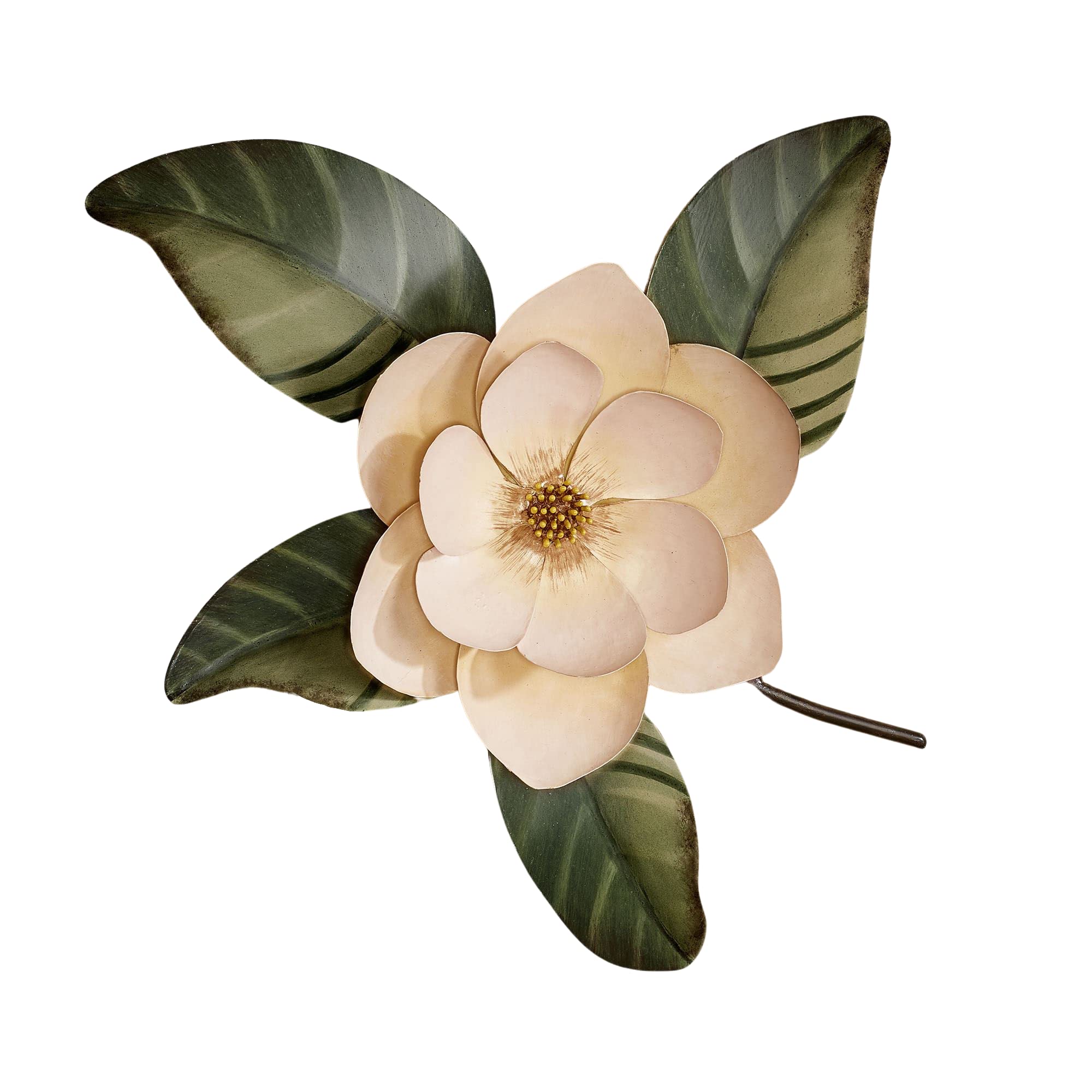 Hand-Painted Belle Fleur Magnolia Wall Sculpture - Cream & Ivory Floral Metal Art Decor for Bedroom, Living Room, Kitchen, Bathroom - Southern Charm Home Accent - Perfect for Farmhouse, Cottage & Coastal Interior Design