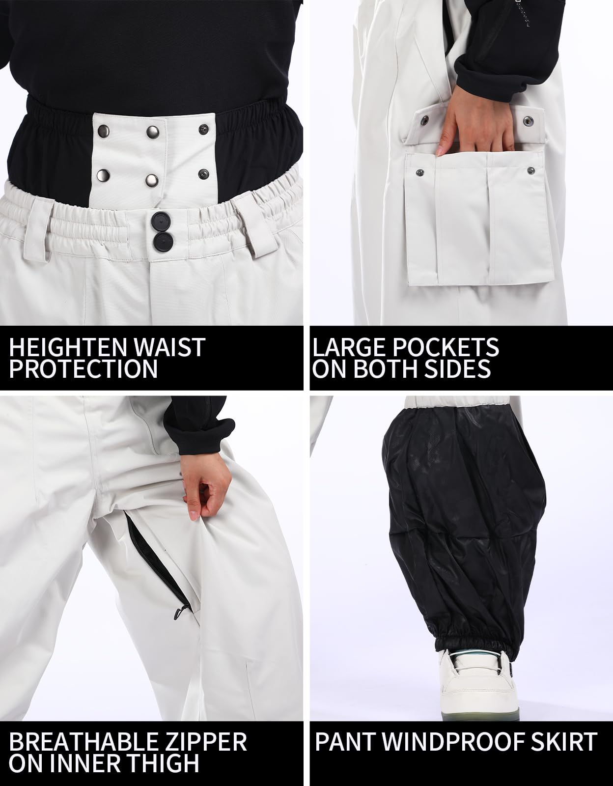 Men's & Women's Waterproof Snowboard Pants - Insulated Winterproof Loose Fit Ski Pants for Snowboarding & Outdoor Activities | Perfect for Skiing, Snowboarding & Winter Sports
