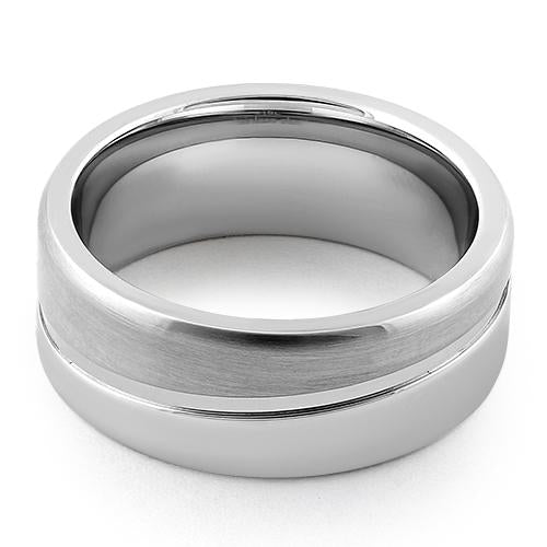 Polished Stainless Steel Offset Groove Satin Finish Band Ring for Men & Women - Perfect for Weddings, Anniversaries, and Everyday Wear