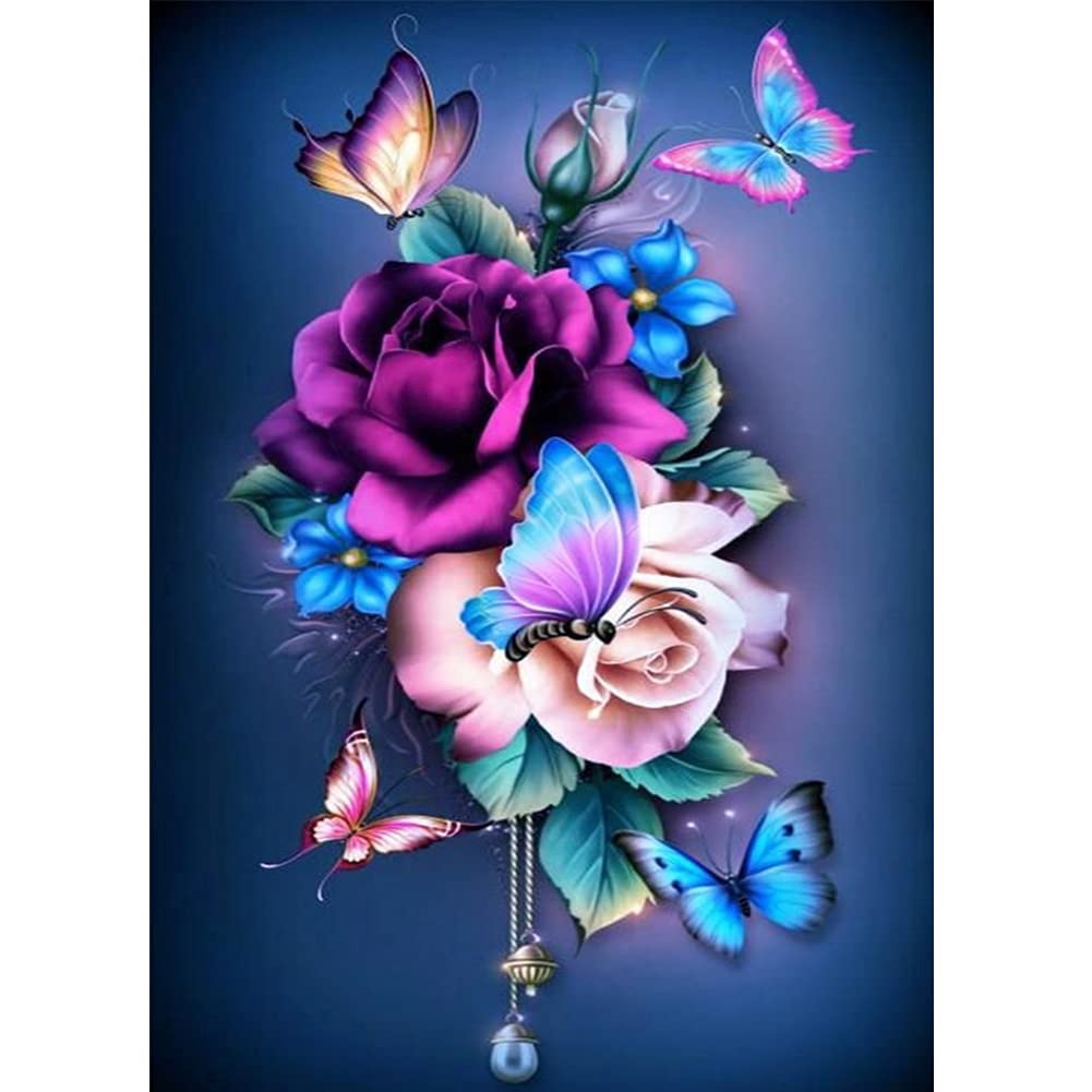 5D Diamond Painting Kit for Adults - DIY Full Round Drill Flower Diamond Art (13.7x17.7 Inch) - Home Wall Decor, Relaxing Craft Gift for Women & Teens - Perfect for Stress Relief, Bedroom Decor & Creative Hobbies