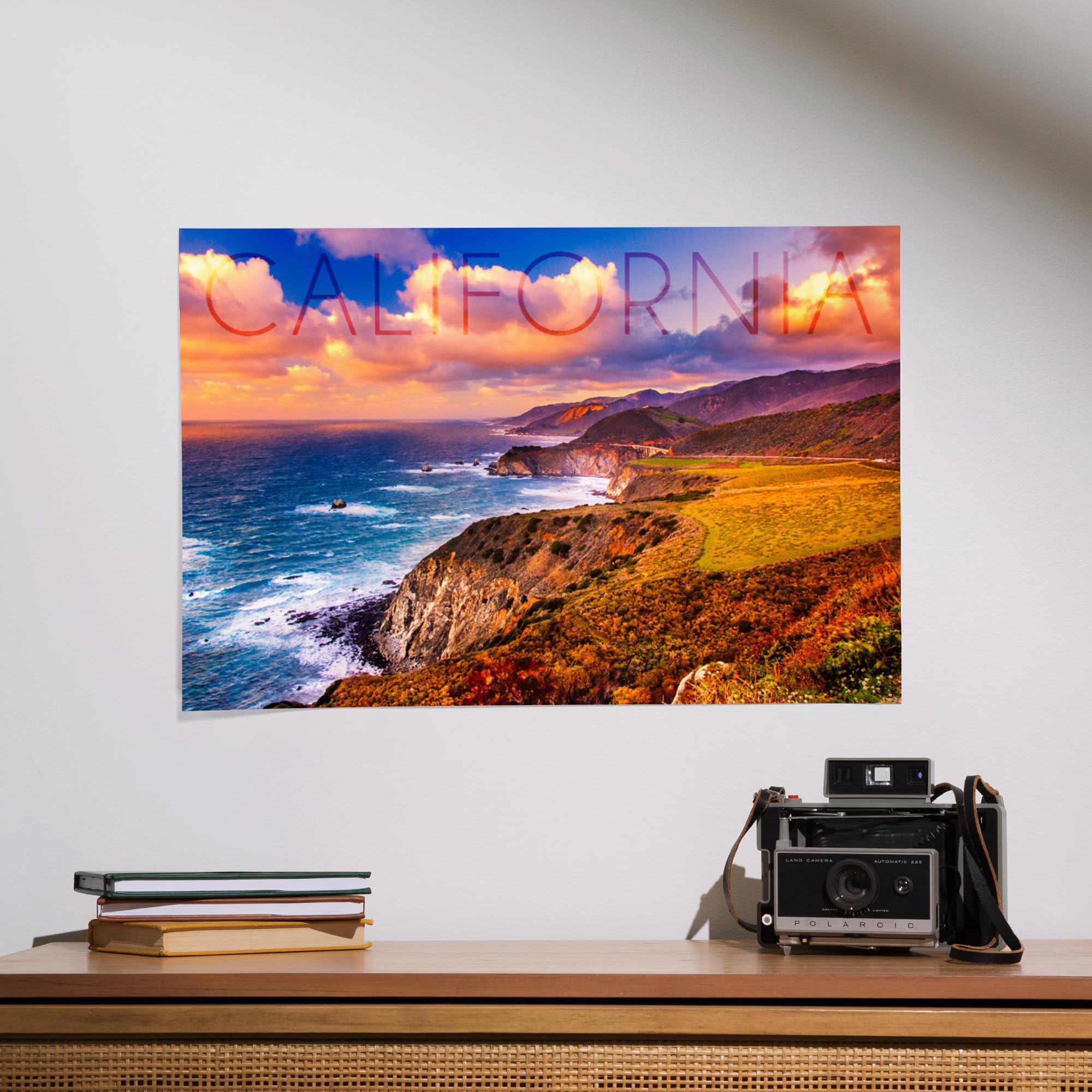 Lantern Press 16x24 Inch Giclee Art Print - California Coastal Wall Decor - Vibrant Beach Landscape Painting - Perfect for Living Room, Bedroom & Office Wall Art