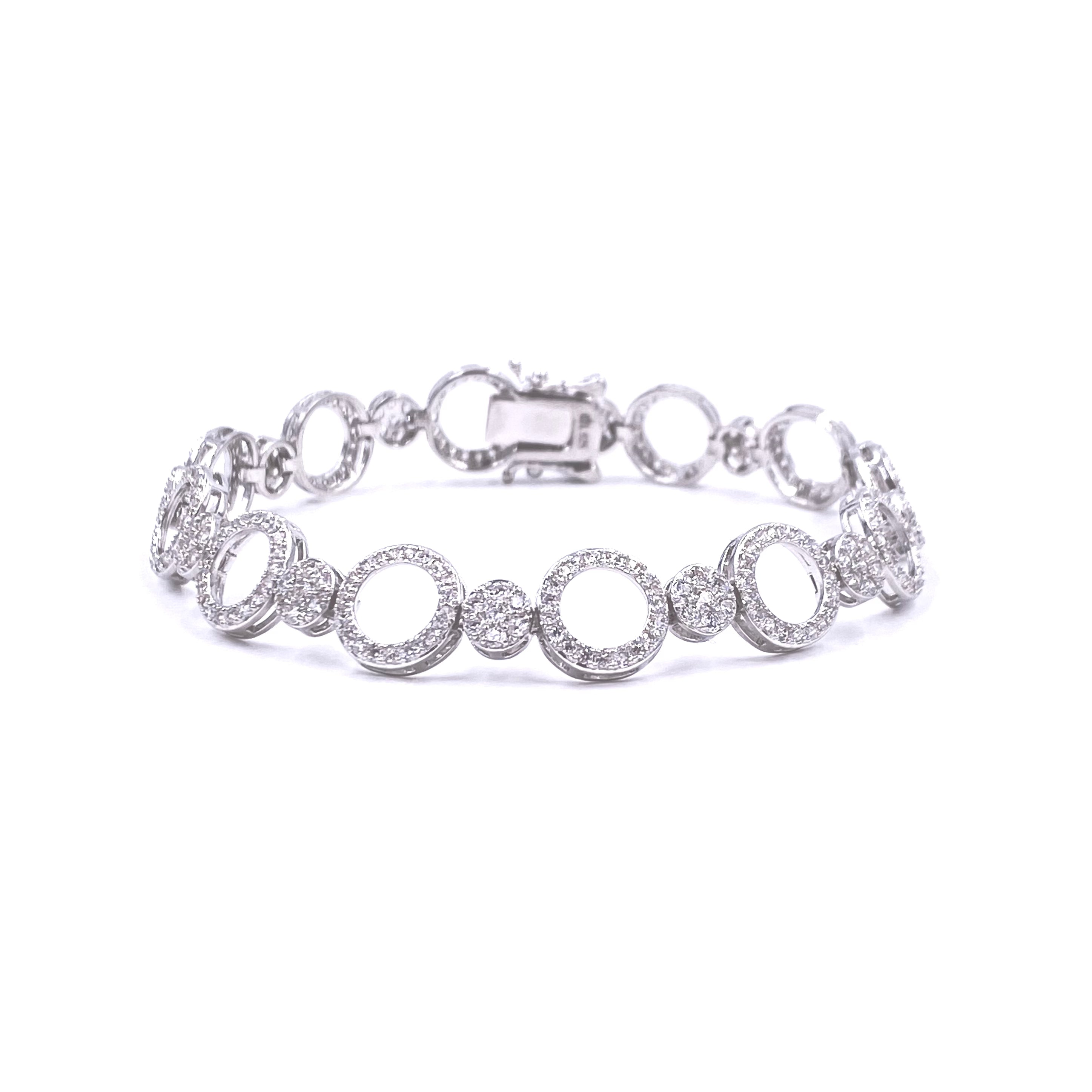 Sterling Silver CZ Tennis Bracelet with Open Circle Design - Elegant Jewelry for Women, Perfect for Parties, Weddings & Everyday Wear