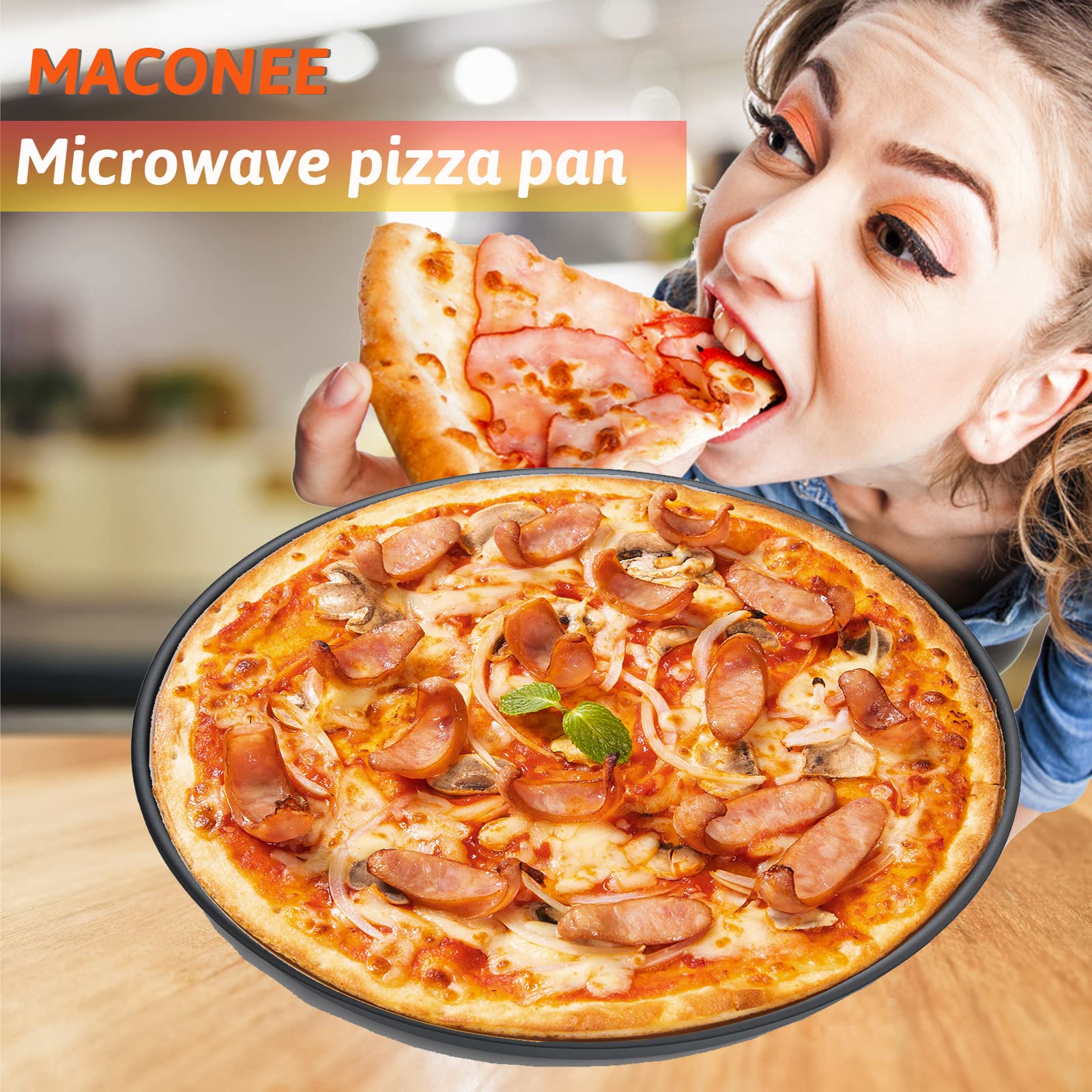 **MACONEE 12-Inch Universal Microwave Crisper Pan - Non-Stick Microwave Cookware for Reheating Pizza, Chicken Nuggets & French Toast - Crispy Plate Fry Pan for Perfectly Crispy Results - Ideal for Quick Meals, Snacks & Leftovers**