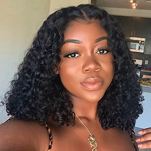 Brazilian Human Hair Lace Front Wig - 10 Inch Short Bob with Deep Wave, T-Part Design, Glueless & Pre-Plucked for Black Women | Perfect for Daily Wear, Cosplay & Protective Styling
