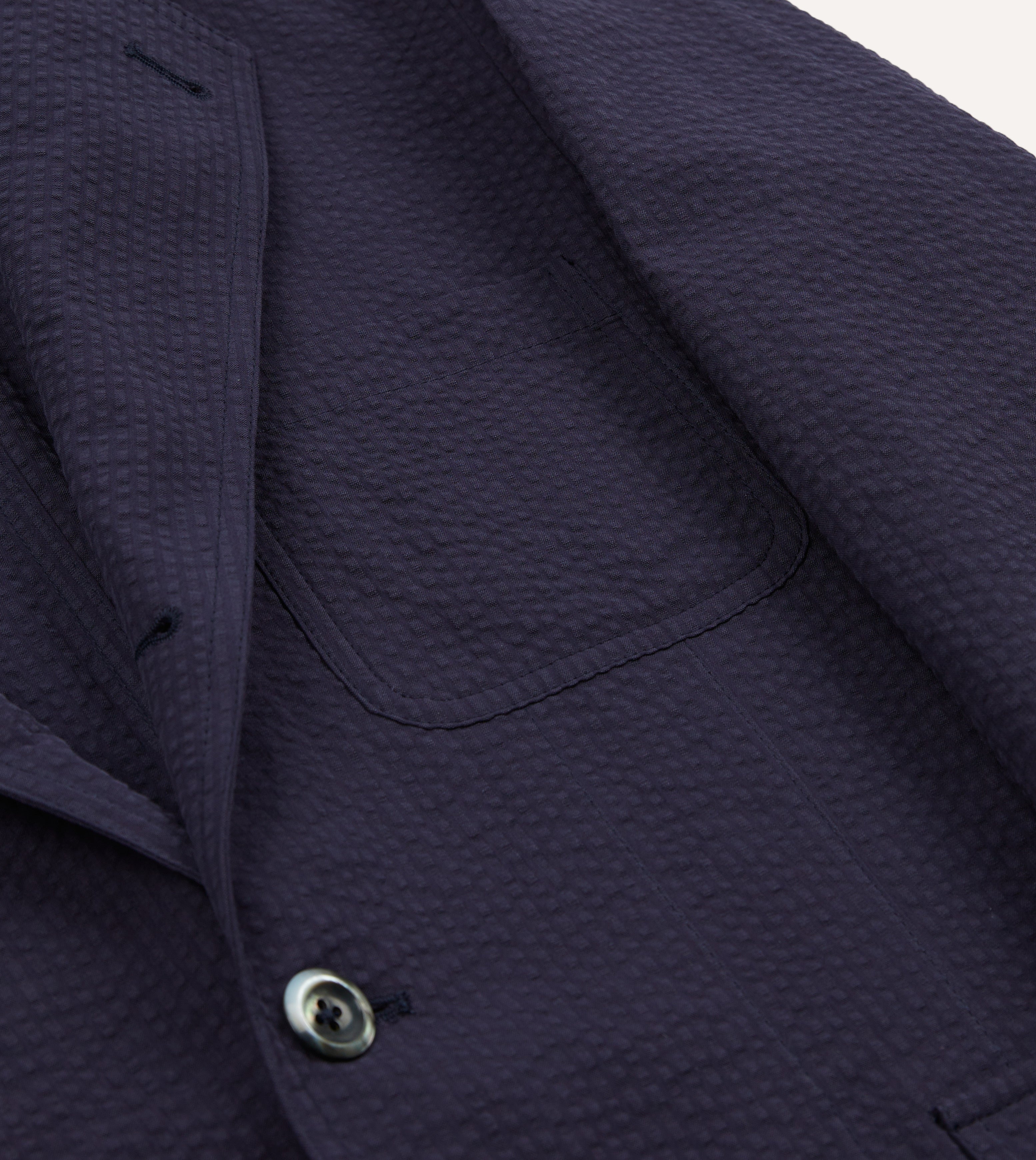 Navy Blue Seersucker Blazer for Men - Lightweight Summer Sports Coat - Perfect for Weddings, Parties & Outdoor Events