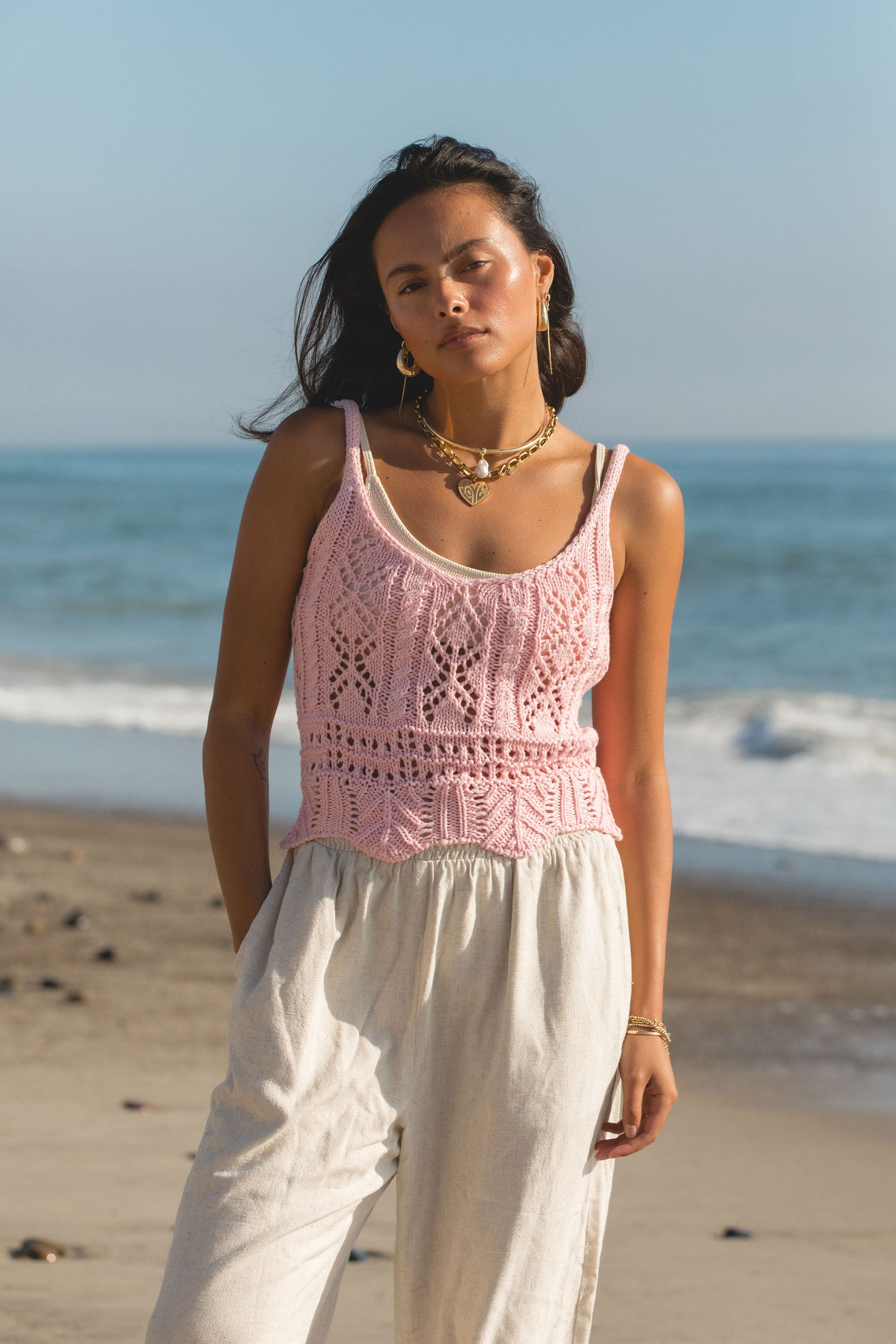 Stylish Tropical Crochet Knit Tank Top for Women - Breathable Summer Beachwear & Boho Fashion Outfit