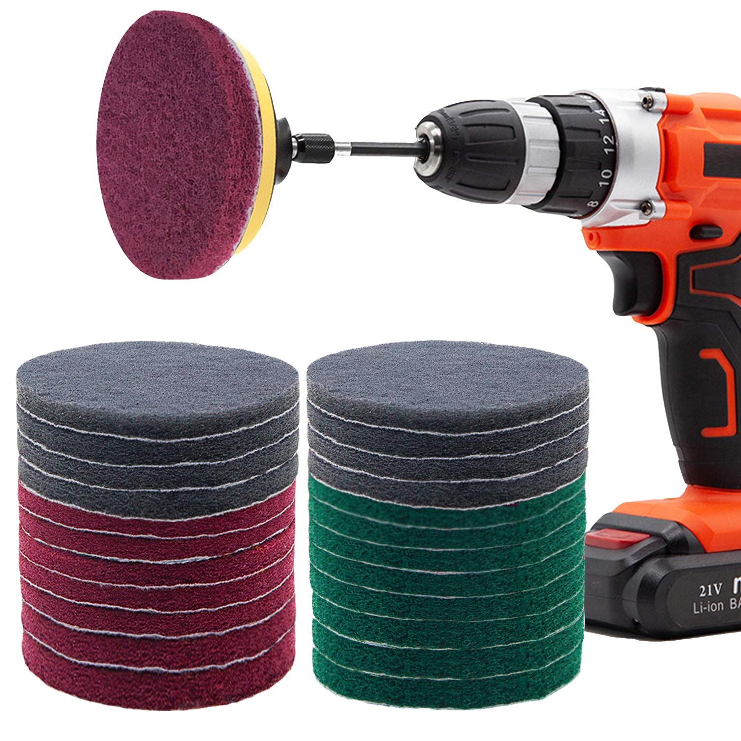 GOH DODD 26-Piece 4-Inch Power Scrubber Drill Brush Set - Heavy Duty Cleaning Pads for Kitchen, Bathroom, Tile, Grout, Carpet & Auto Detailing | Drill Attachment for Headlight Restoration, Shower, Tub & Grill Cleaning | Perfect for Deep Cleaning & Surface Sanding