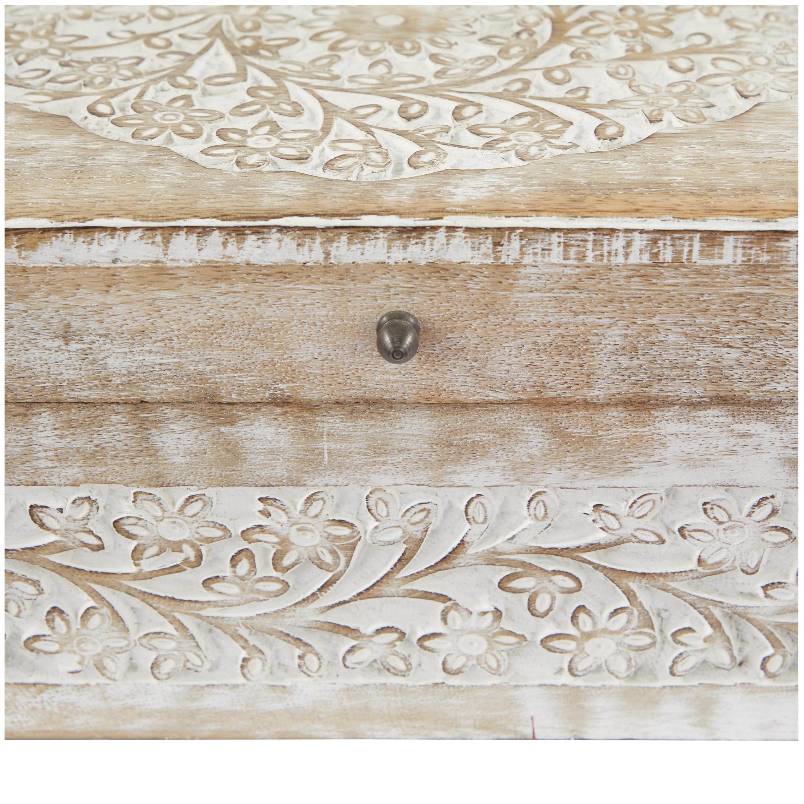 Mango Wood Floral Decorative Box Set of 3 - Storage for Home Decor