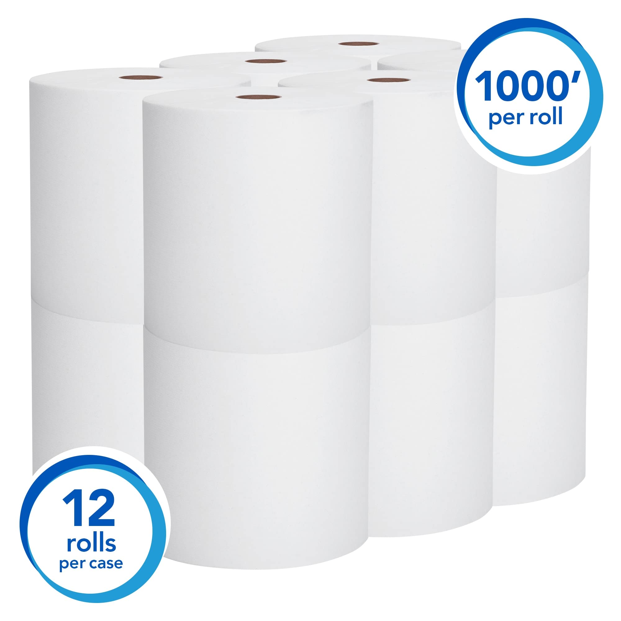 Scott® Hardwound 1-Ply Paper Towels, 60% Recycled, 1000' Per Roll, 12 Rolls Bulk Pack - Heavy-Duty Cleaning for Kitchens, Restaurants & Offices