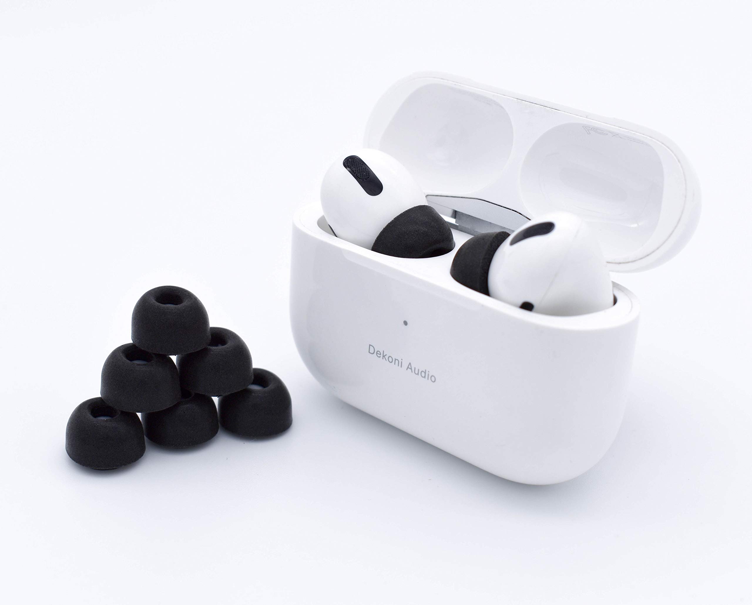Dekoni Memory Foam Ear Tips for AirPods Pro - Large, Black (3 Pairs) - Perfect for Noise Isolation & Comfort