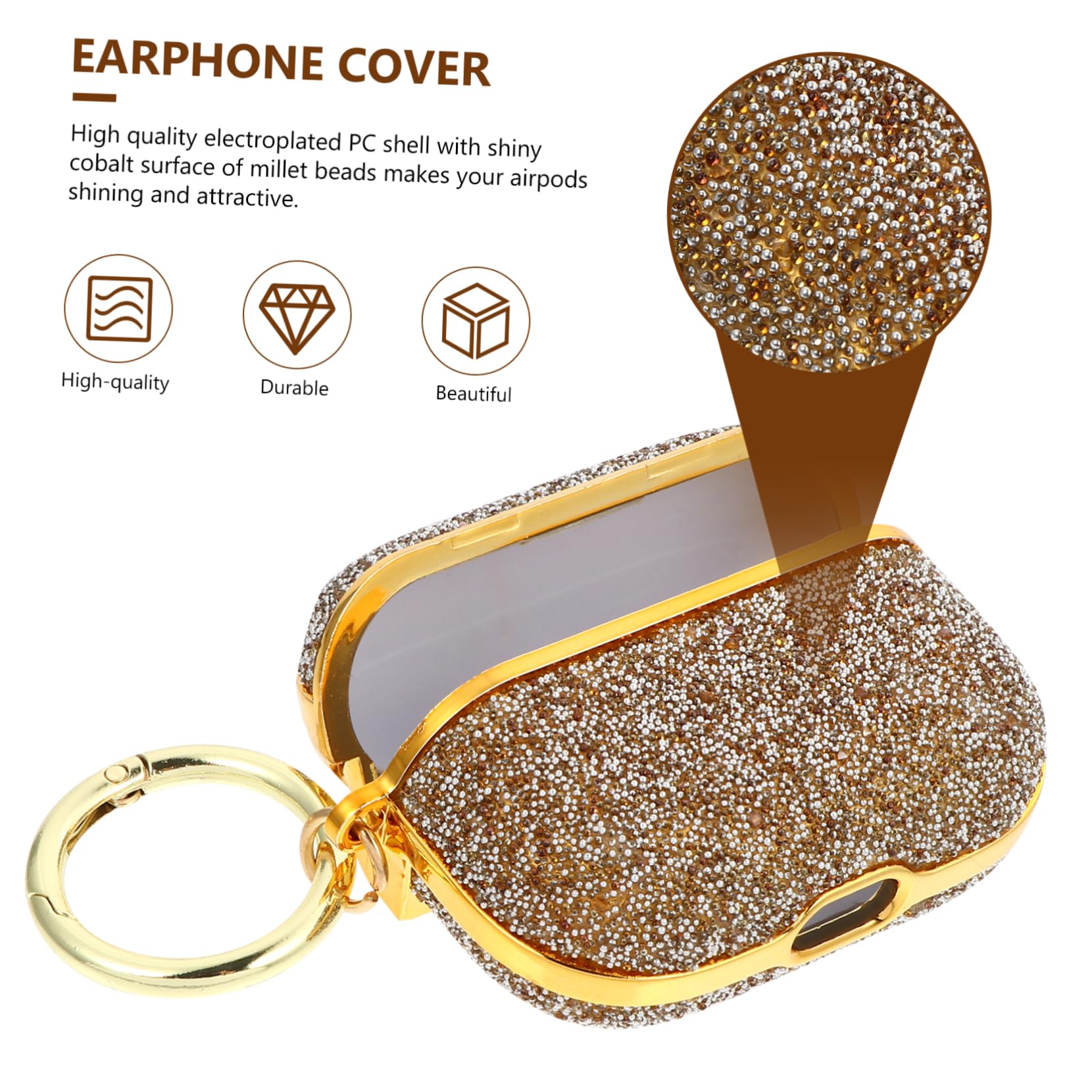 Hemobllo Shiny Earphone Case Cover - 3-in-1 Design with Charging Hole, No Removal Needed | Perfect for AirPods Pro/1/2, Wireless Charging & Daily Protection