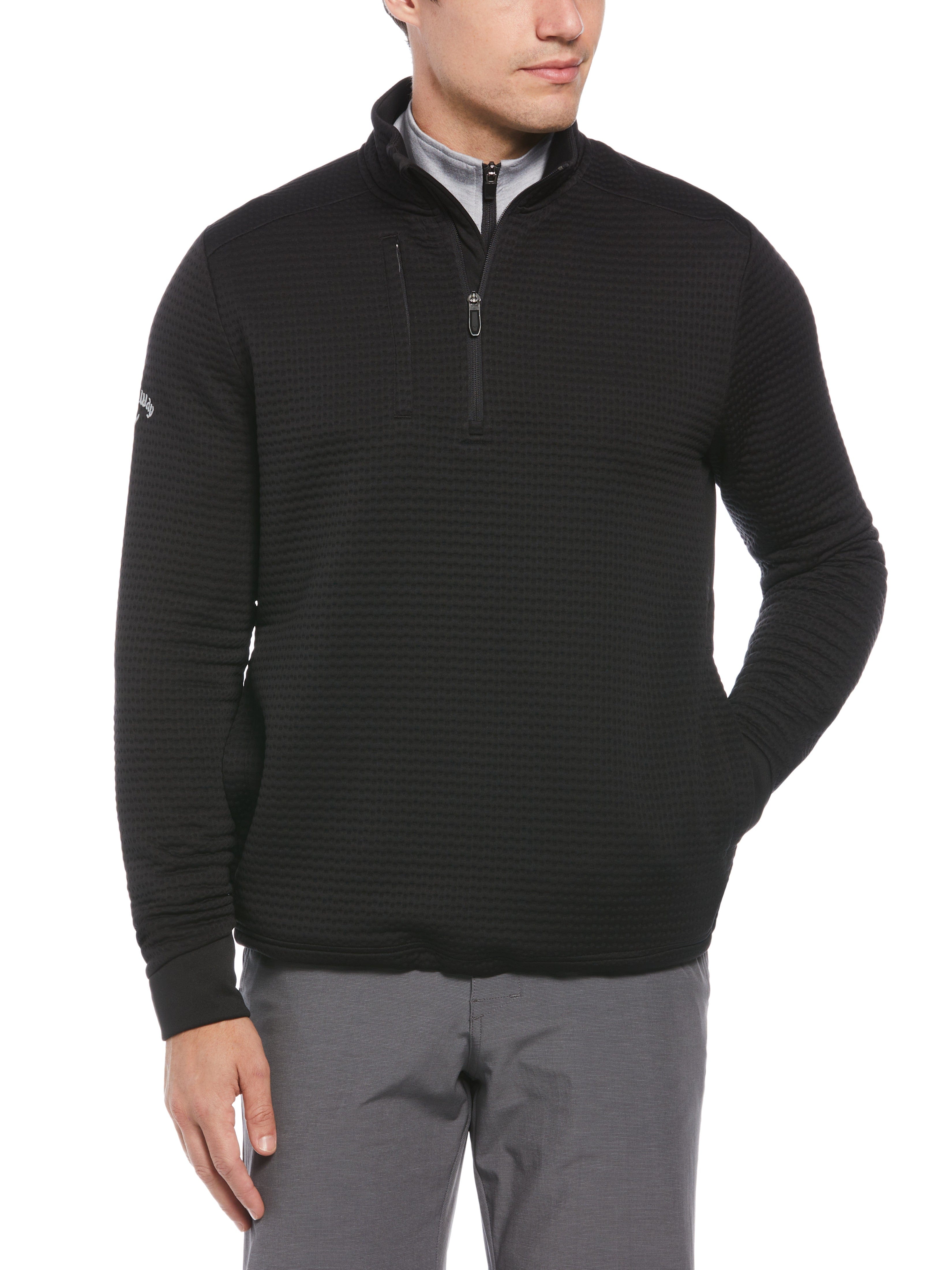 Men's Textured Midweight Stripe Half Zip Golf Shirt - Breathable Performance Polo for Golf, Casual Wear & Outdoor Activities
