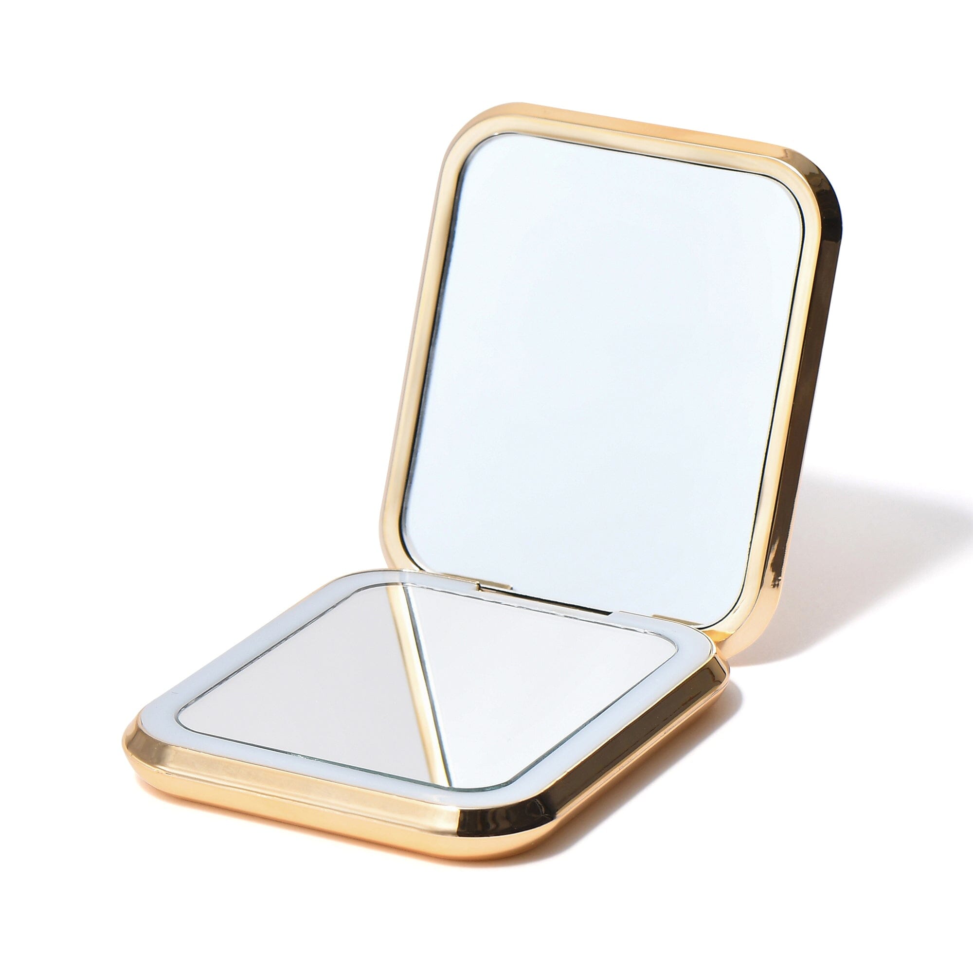 Blanche LED Compact Mirror with Gold Finish - Portable Makeup Mirror for Travel, Home, and On-the-Go Touch Ups