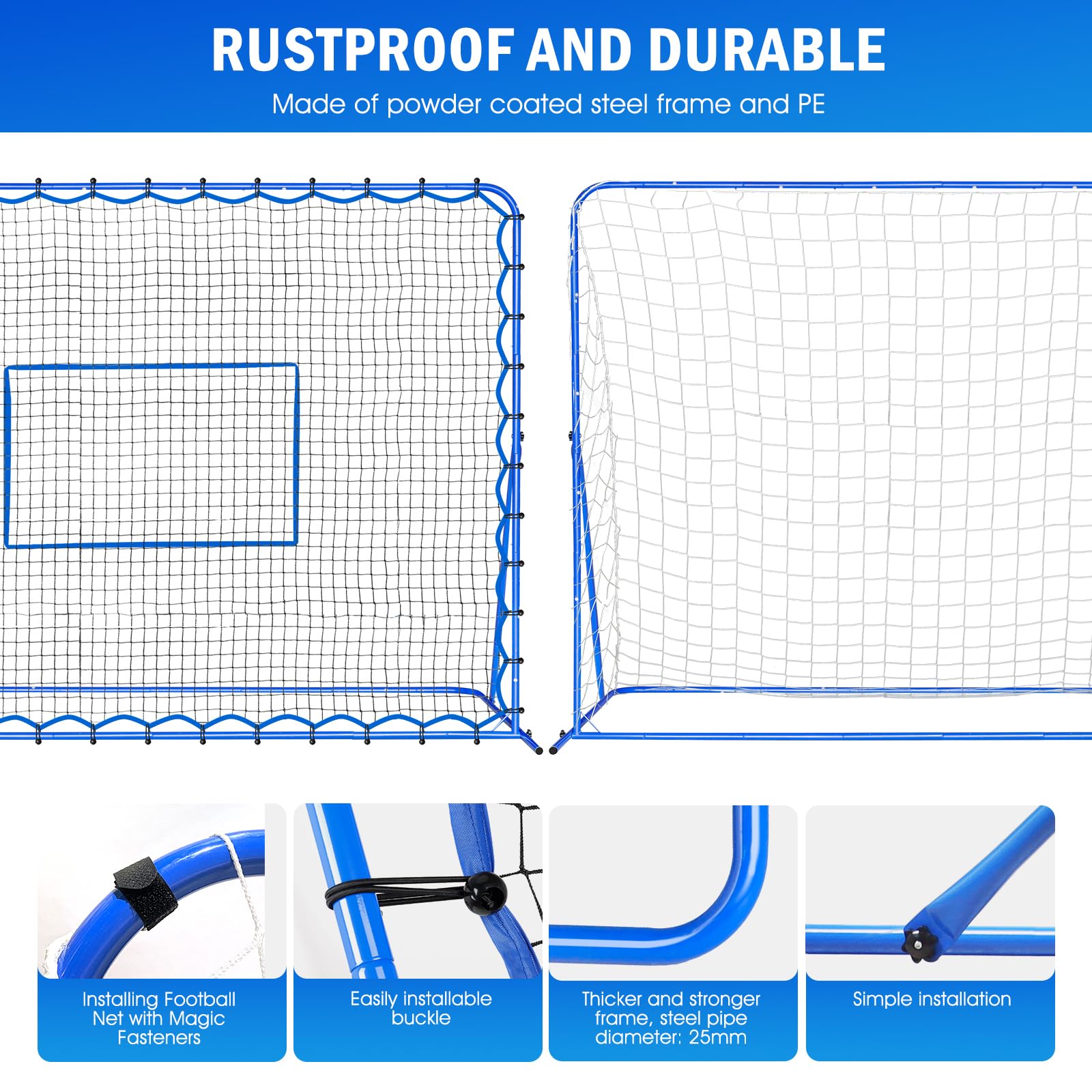 8x6FT Dual-Mode Soccer Goal & Rebounder Net - Premium Durable Training Equipment for Shooting, Control & Passing Practice - Quick-Switch Angle Adjustment - Easy Setup for Kids, Teens & Adults - Perfect for Backyard, Park & Team Training Sessions