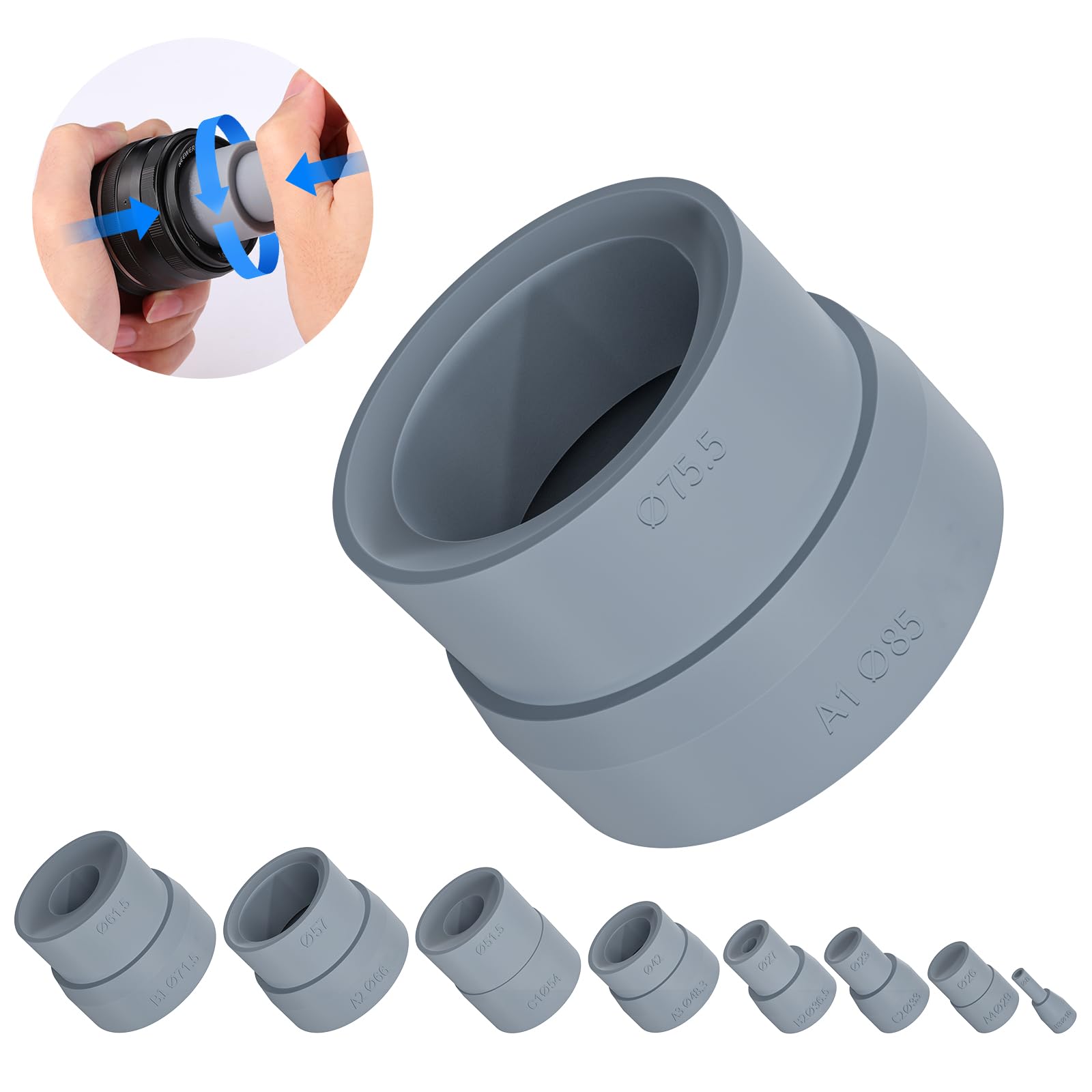 NEEWER DSLR Camera Lens Repair Tool Kit - 9pcs Silicone Lens Removal Rings & 8-85mm Camcorder Calibration Tool with Friction Wrench for Professional Photographers - Perfect for Lens Maintenance, Cleaning and DIY Repairs