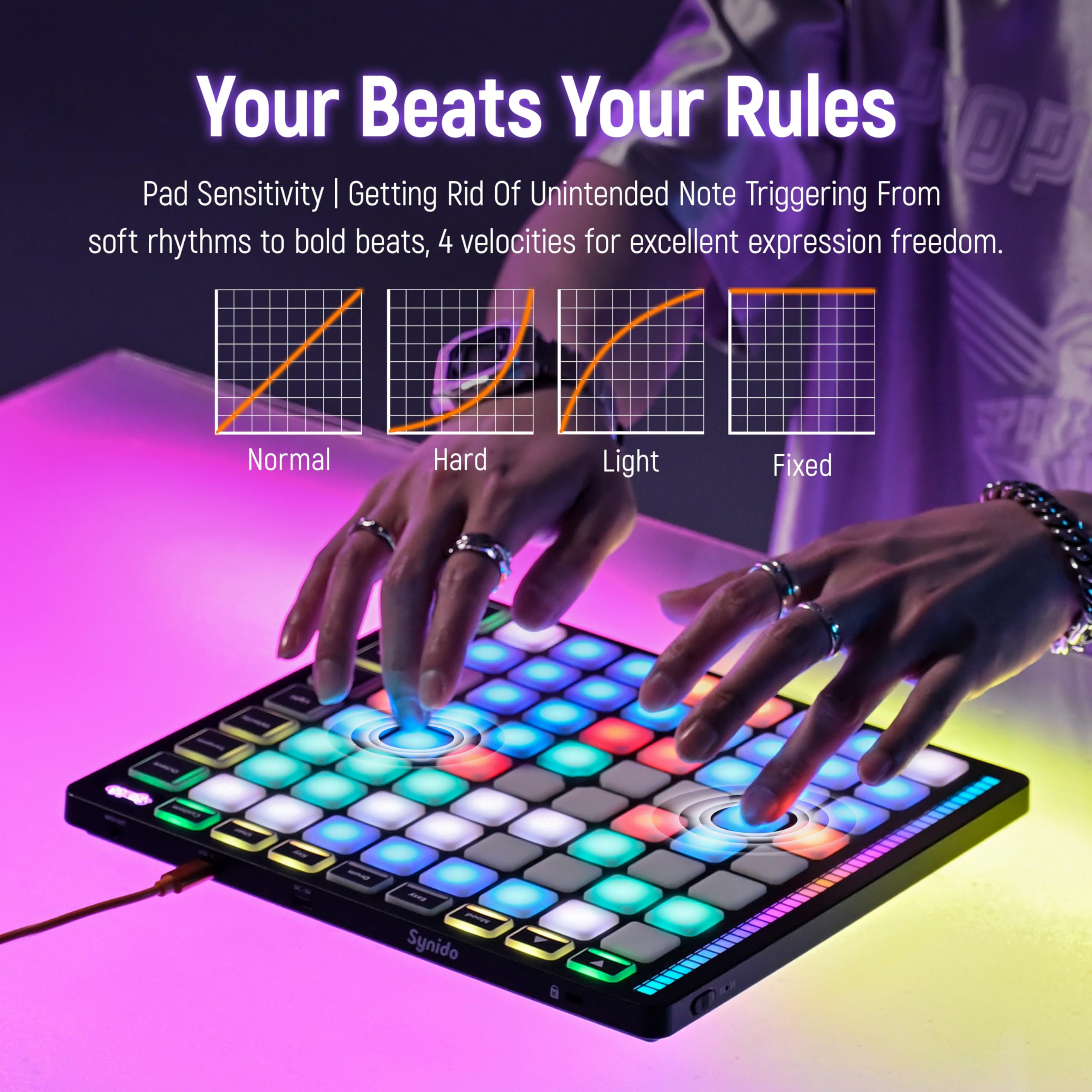 TempoPAD Z-1 MIDI Controller - 64 Velocity Sensitive RGB Pads Beat Maker Machine with 8x8 Backlit Grid | Portable Music Production Equipment for Beginners | Perfect for Live Performances & Studio Recording