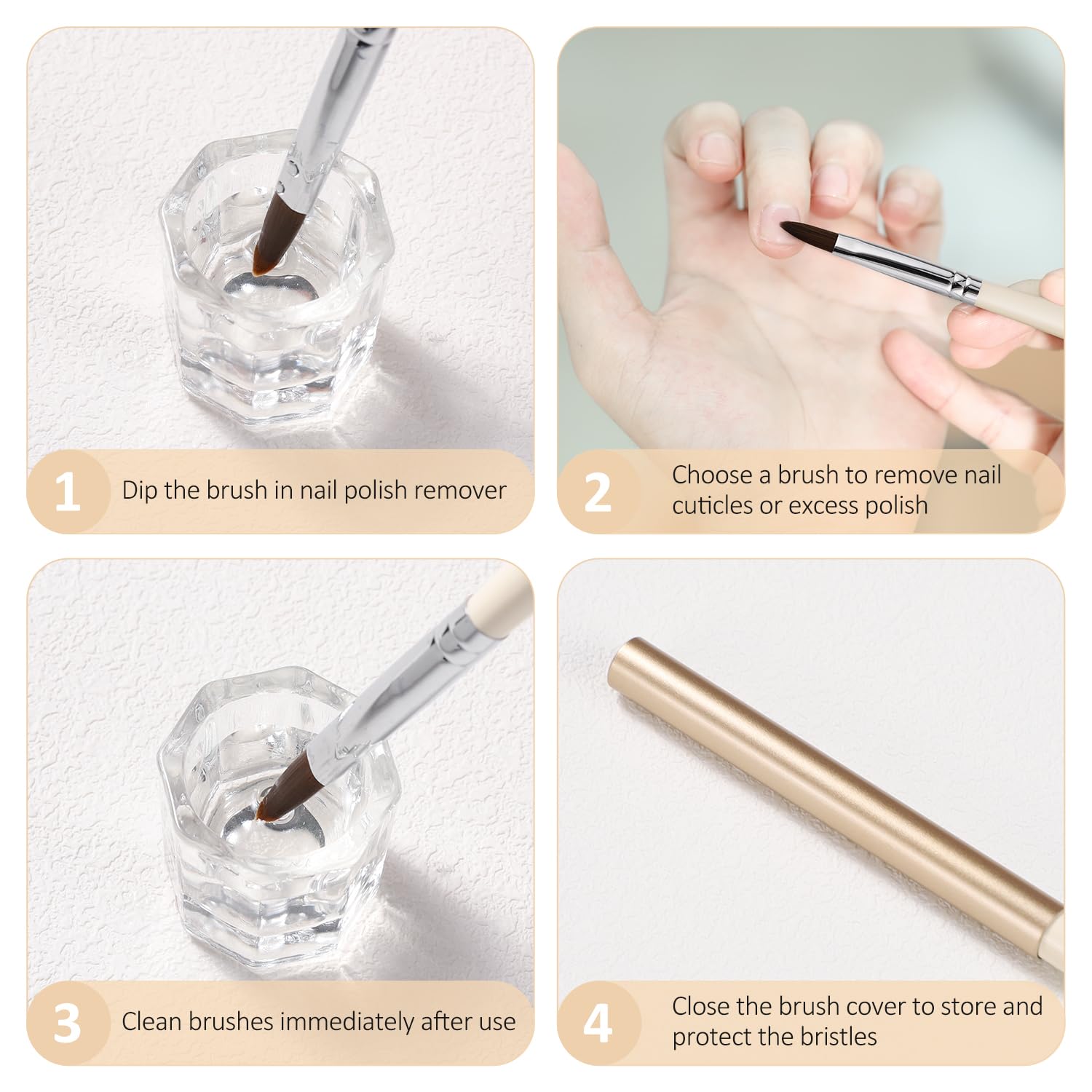 JASSINS 3PCS Professional Gel Nail Clean Up Brushes - Nail Polish Remover & Manicure Tools for DIY Nail Design, Painting & Cuticle Cleanup | Perfect for Salon, Home Manicure & Nail Art Enthusiasts
