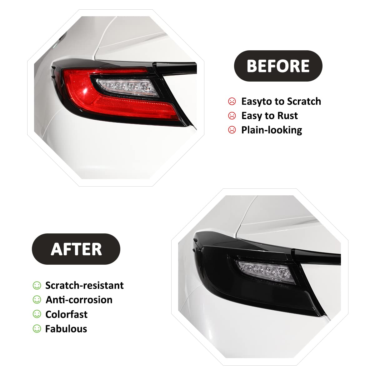ABS Black Car Exterior Taillight Brake Light Protection Cover Set (4pcs) - Compatible with Subaru BRZ & Toyota 86 2022 Models | Durable Anti-Scratch Accessory for Enhanced Vehicle Protection & Style