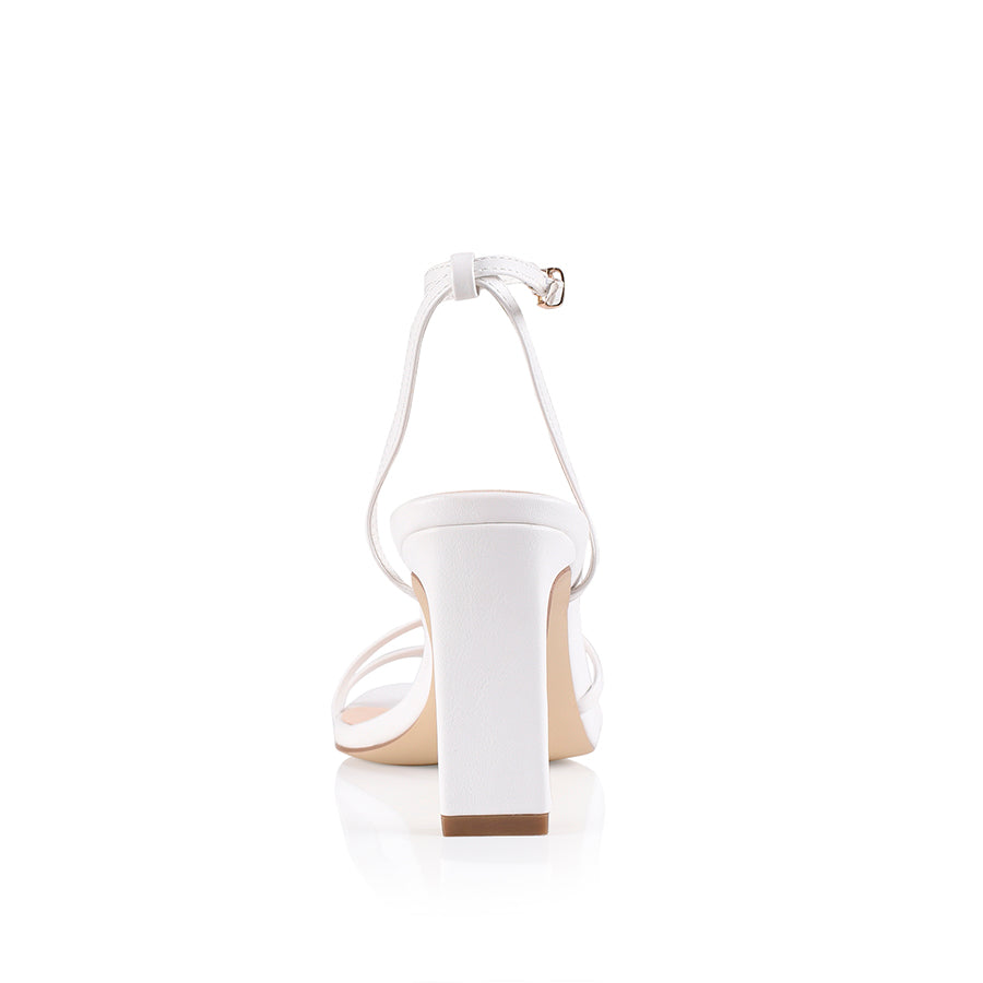 Kimmy Slim Strappy Heels for Women - White Smooth Leather High Heels | Elegant Dress Shoes for Parties, Weddings & Evening Events