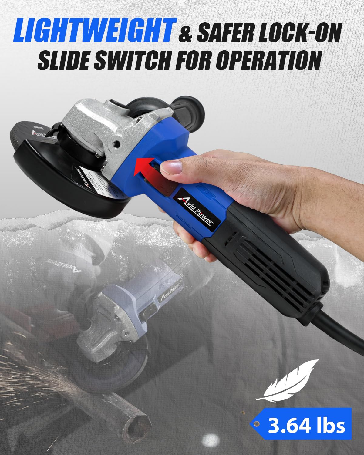 AVID POWER 7.5-Amp 4-1/2 Inch Angle Grinder with Grinding Wheels, Cutting Wheels & Flap Disc - Electric Power Tool for Metal Cutting, Grinding, Polishing & Rust Removal - Perfect for DIY Projects, Metalworking & Home Renovations - Blue