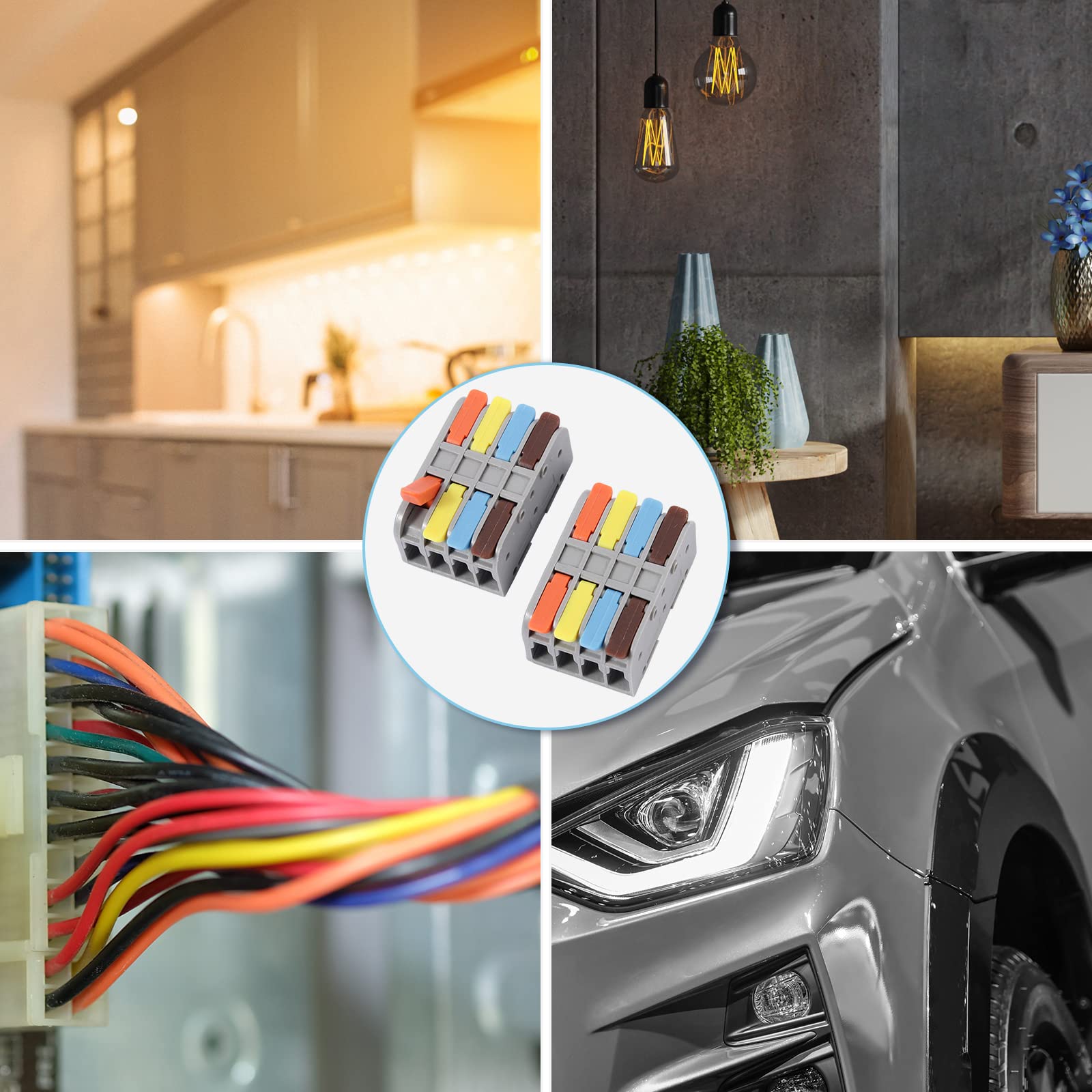 10PCS Lever Wire Connectors - Reusable Push-in Electrical Connectors for AWG 24-12 Wires, Hand Protecting 4 Conductor Terminal Blocks - Perfect for Home Wiring, DIY Projects, and Electrical Repairs