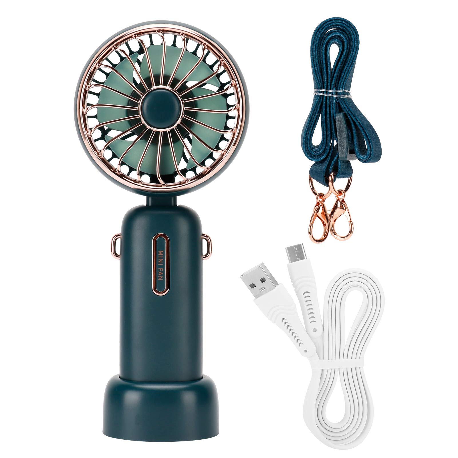 Zerodis 3-Speed Mini Electric Fan - Portable USB Rechargeable Handheld & Desktop Fan for Home, Office, Travel, Camping (Green) | Stay Cool Indoors & Outdoors