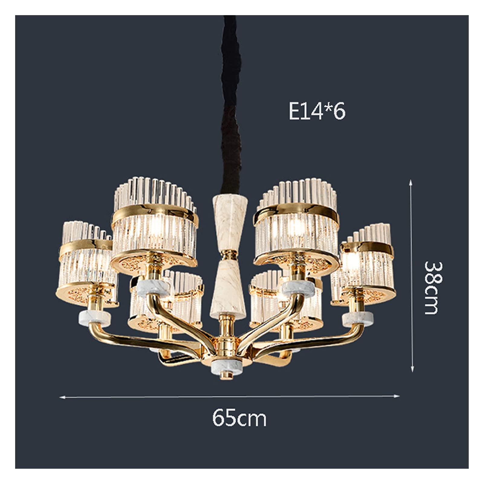 Modern LED Crystal Chandelier - Nordic Style Zinc Alloy Hanging Lamp with Jade Pendants for Living Room & Bedroom (6-Light) | Elegant Home Lighting for Dining Rooms, Hallways & Luxury Interiors