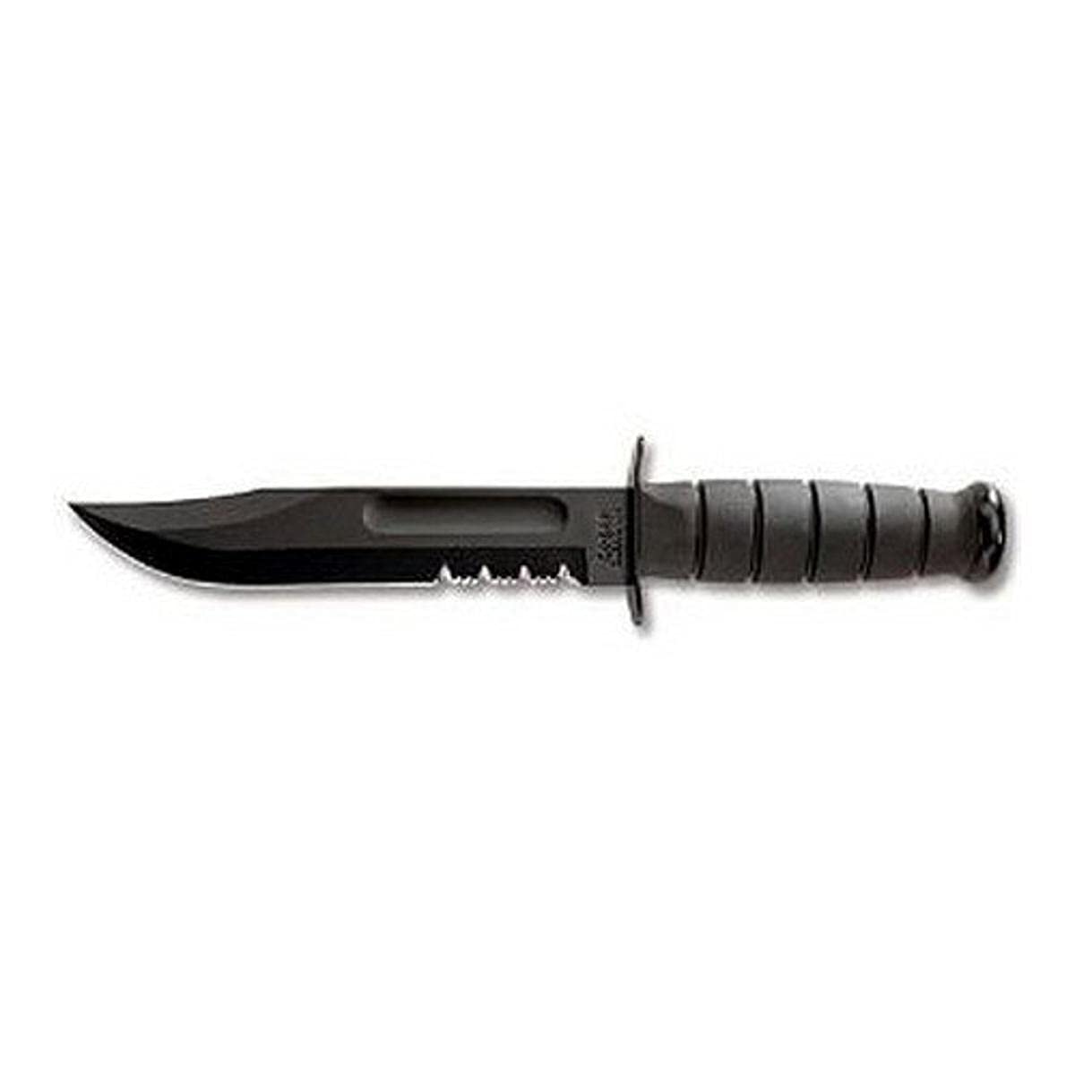 KA-BAR 1214CP Black Serrated Fighting & Utility Knife with Hard Sheath - Tactical Survival, Outdoor Camping, Hunting, and Military Use