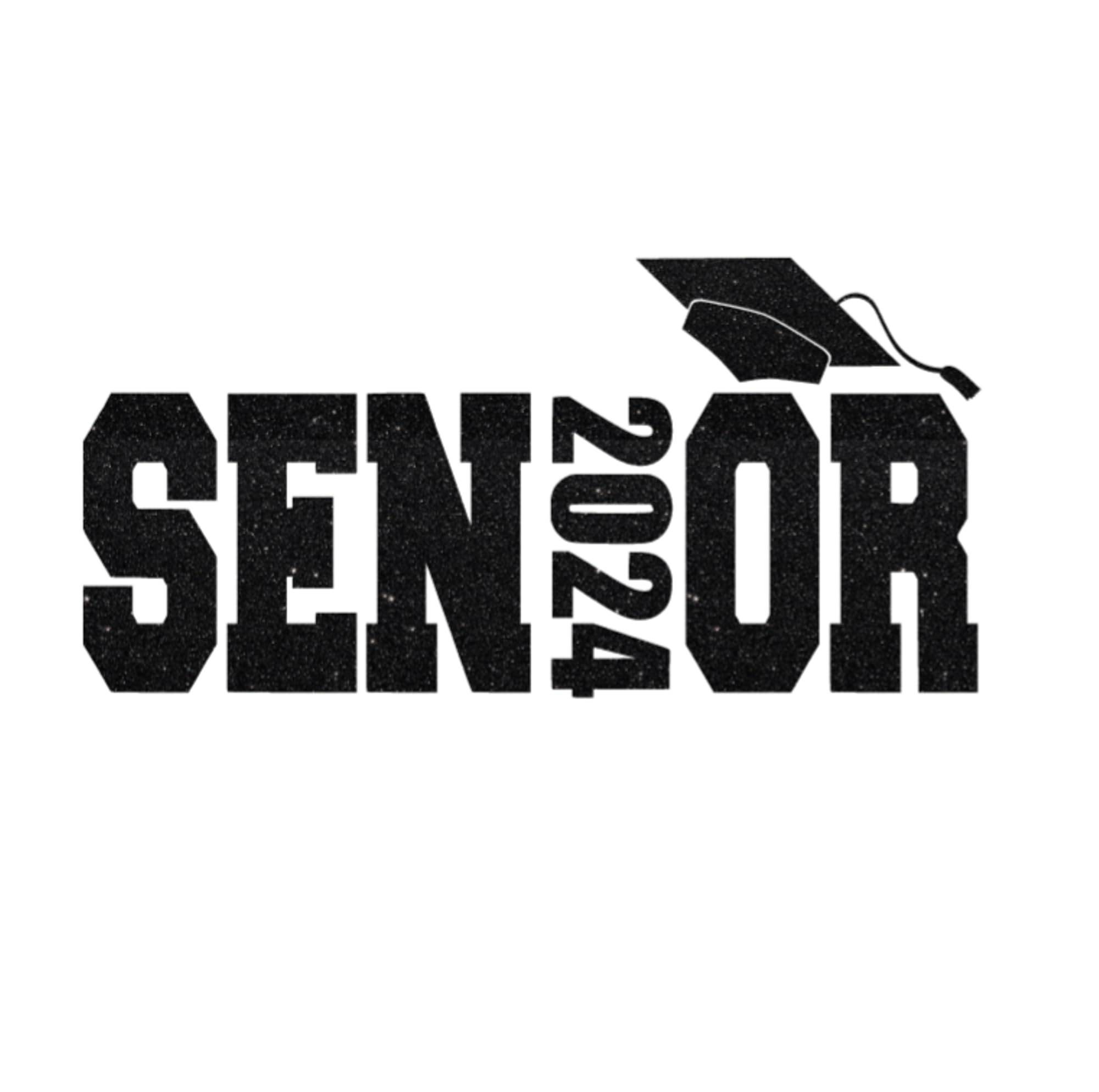 2024 Senior Graduation Iron-On Decal - Glitter Black DIY T-Shirt Transfer Patch for Graduation Shirts & Caps - Customizable Size & Color - Quick 5-Minute Application - Perfect for Graduation Parties, School Events & DIY Craft Projects
