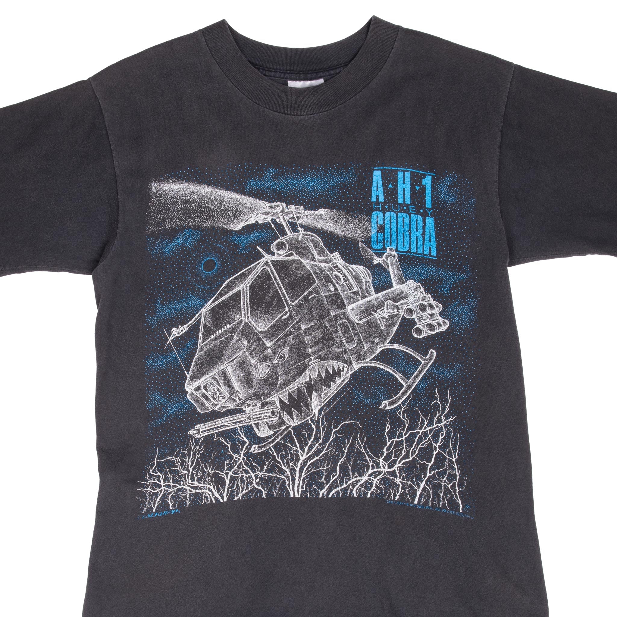 Vintage AH-1 Huey Cobra Helicopter Graphic T-Shirt | 1990s Retro Military Tee | Made in USA | Men's Medium Cotton Crewneck | Casual Wear & Military Enthusiast Gift