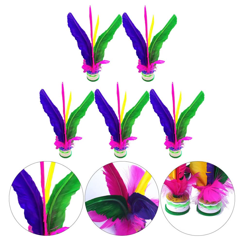 BESPORTBLE 5-Piece Shuttlecock Set - Traditional Chinese Jianzi Game for Outdoor Play, Kids Sports Equipment & Backyard Activities | Perfect for Family Fun, Picnics, and School PE Classes