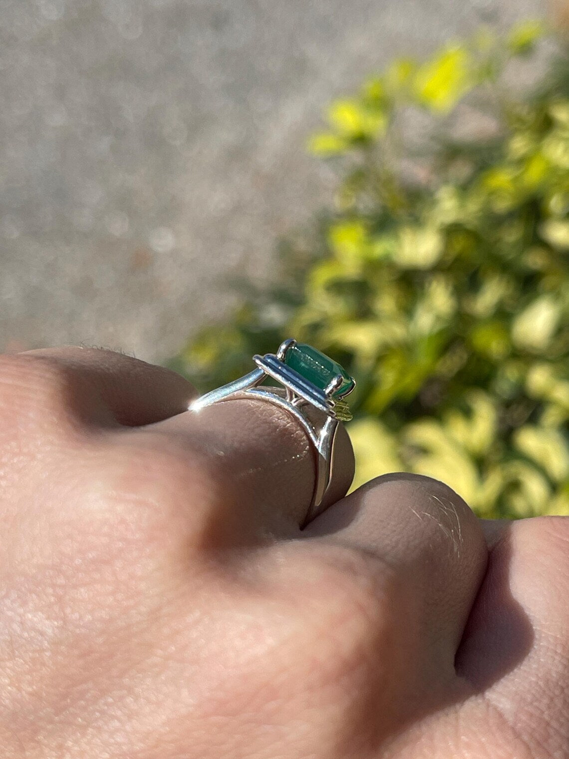 2.40 Carat Natural Asscher Cut Emerald Solitaire Ring in 925 Sterling Silver - Elegant Engagement & Wedding Jewelry for Women