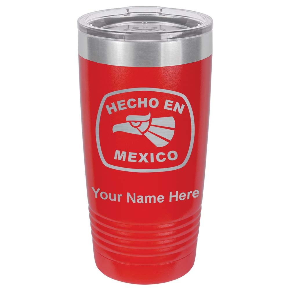 LaserGram 20oz Vacuum Insulated Stainless Steel Tumbler Mug with Personalized Engraving - Keeps Drinks Hot/Cold for Hours - Perfect for Coffee, Tea & Outdoor Activities (Red)