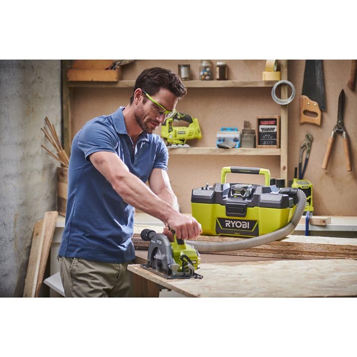 Ryobi ONE+ 18V Cordless Wet/Dry Vacuum Cleaner - 3 Gallon Portable Shop Vac with 4.0Ah Battery & Charger - Ideal for Home Cleaning, Garage Workshop, and DIY Projects