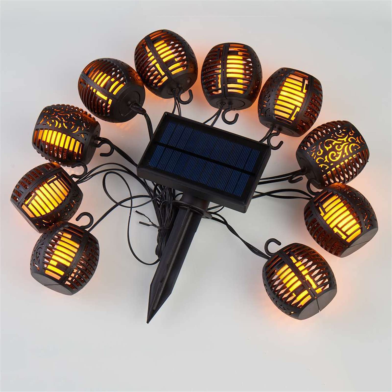 Outdoor Solar String Lights - Waterproof Hanging Lantern Decor for Garden, Patio, Wedding | 10 LED Flame Bulbs with Flickering Effect | Perfect for Christmas, Bedroom, Backyard & Party Decorations