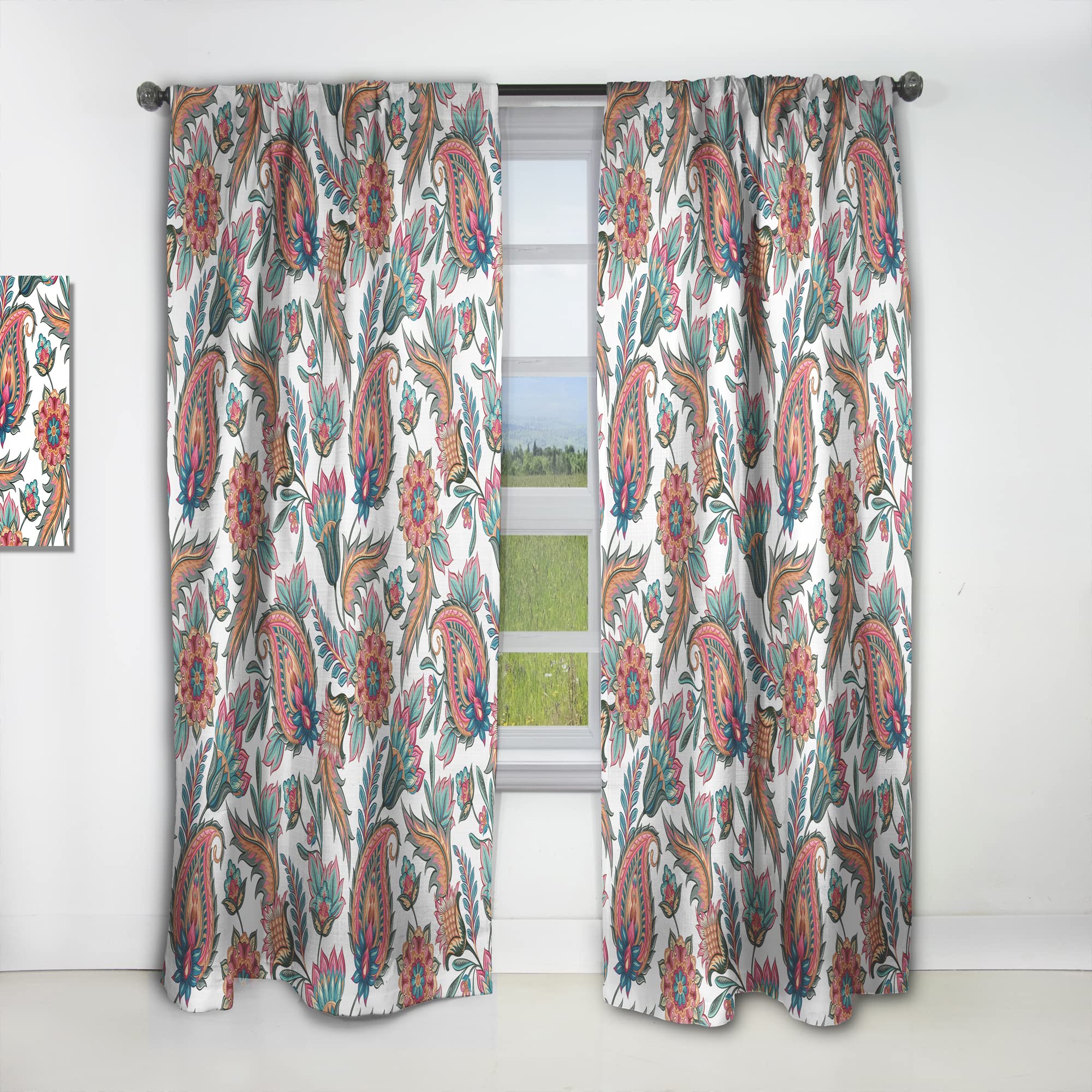 DesignQ Thermal Insulated Floral Paisley Curtains - 52x84 Inch Single Panel for Bedroom & Living Room - Blackout Drapes for Home Decor, Energy Saving Window Treatment