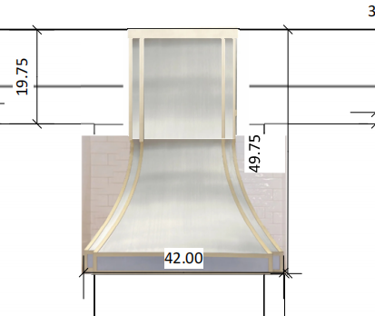 Custom Curved Stainless Steel Range Hood with Decorative Brass Straps - Modern Kitchen Ventilation for Janine - Perfect for Luxury Home Kitchens & Restaurant Style Cooking Areas