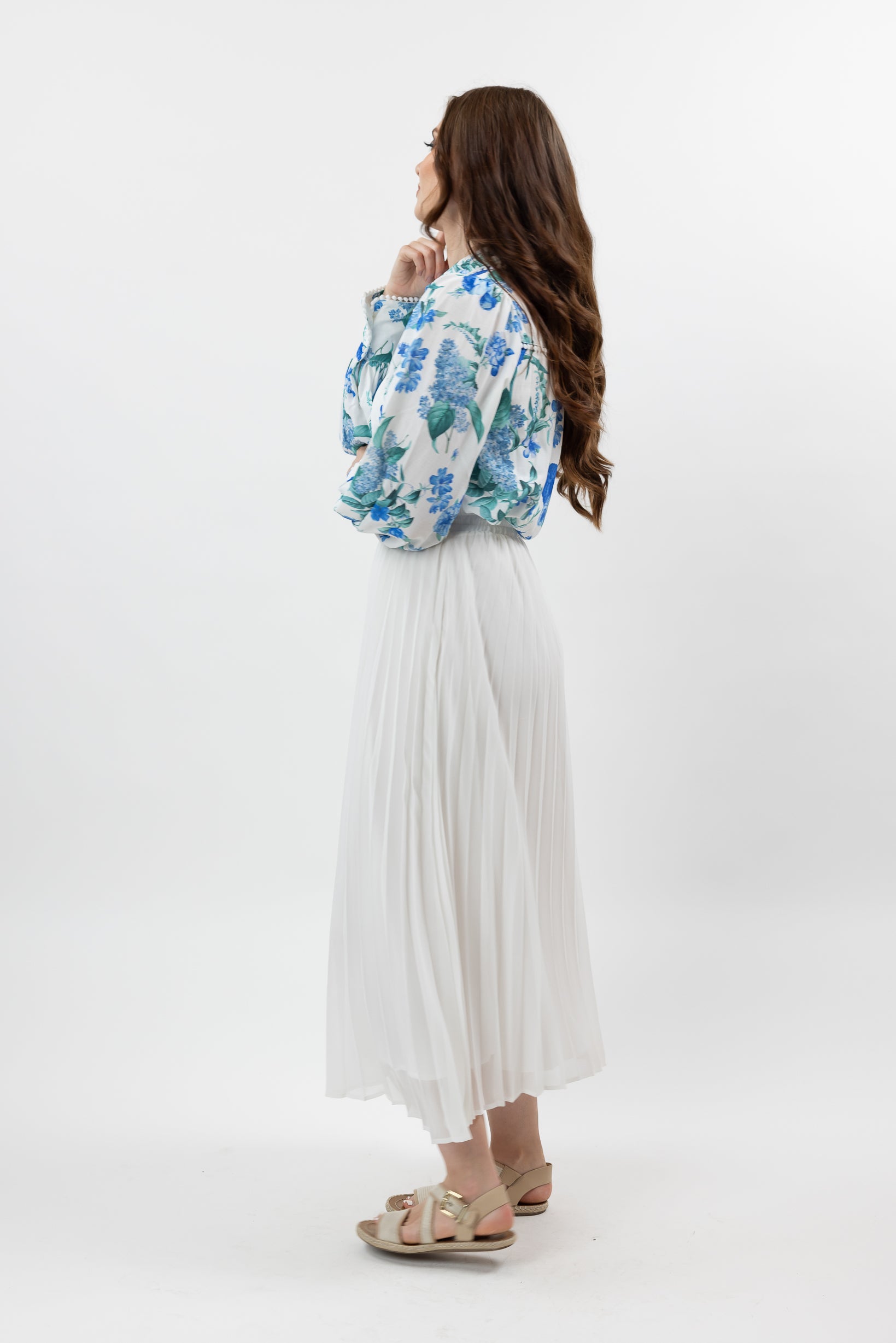 Women's Lined Pleated Skirt - A-Line Midi Length with Comfortable Stretch Fabric - Perfect for Office Wear, Date Nights & Casual Outings