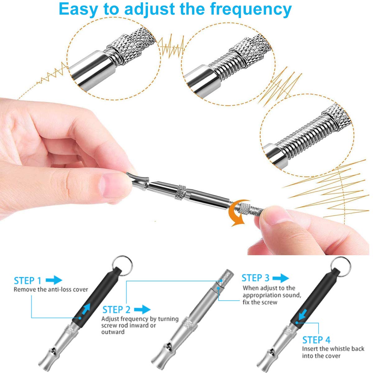 2 Pack Adjustable Ultrasonic Silent Dog Whistle - Professional Dog Training Tool to Stop Barking & Recall Training with Lanyard - Perfect for Neighbor's Noisy Dogs, Outdoor Adventures & Obedience Classes