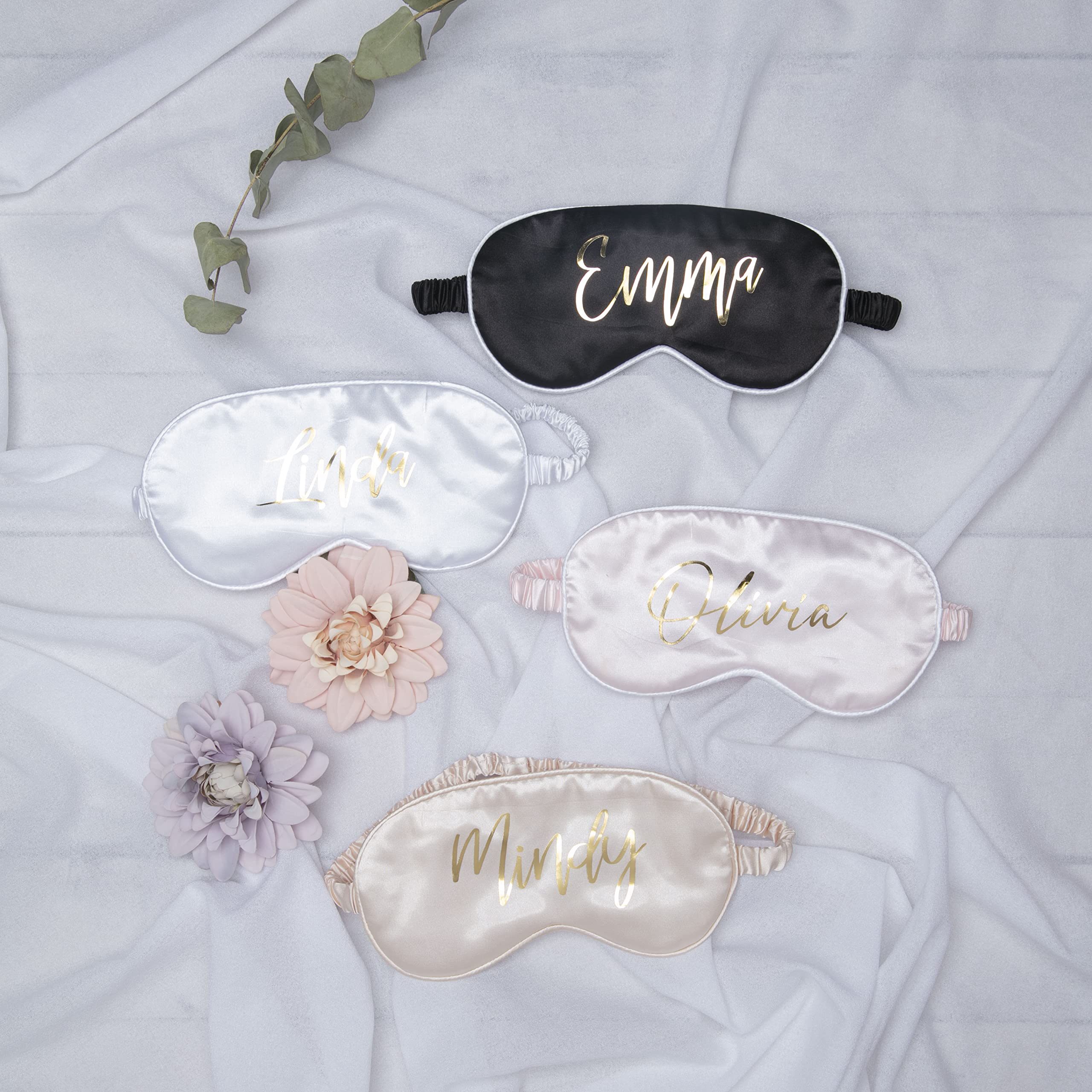 Silk Sleep Mask for Women - Soft Satin Eye Mask for Sleeping, Bridesmaid Gifts, Bachelorette Party Favors, Wedding Party Essentials - Black (Perfect for Travel, Spa & Relaxation)