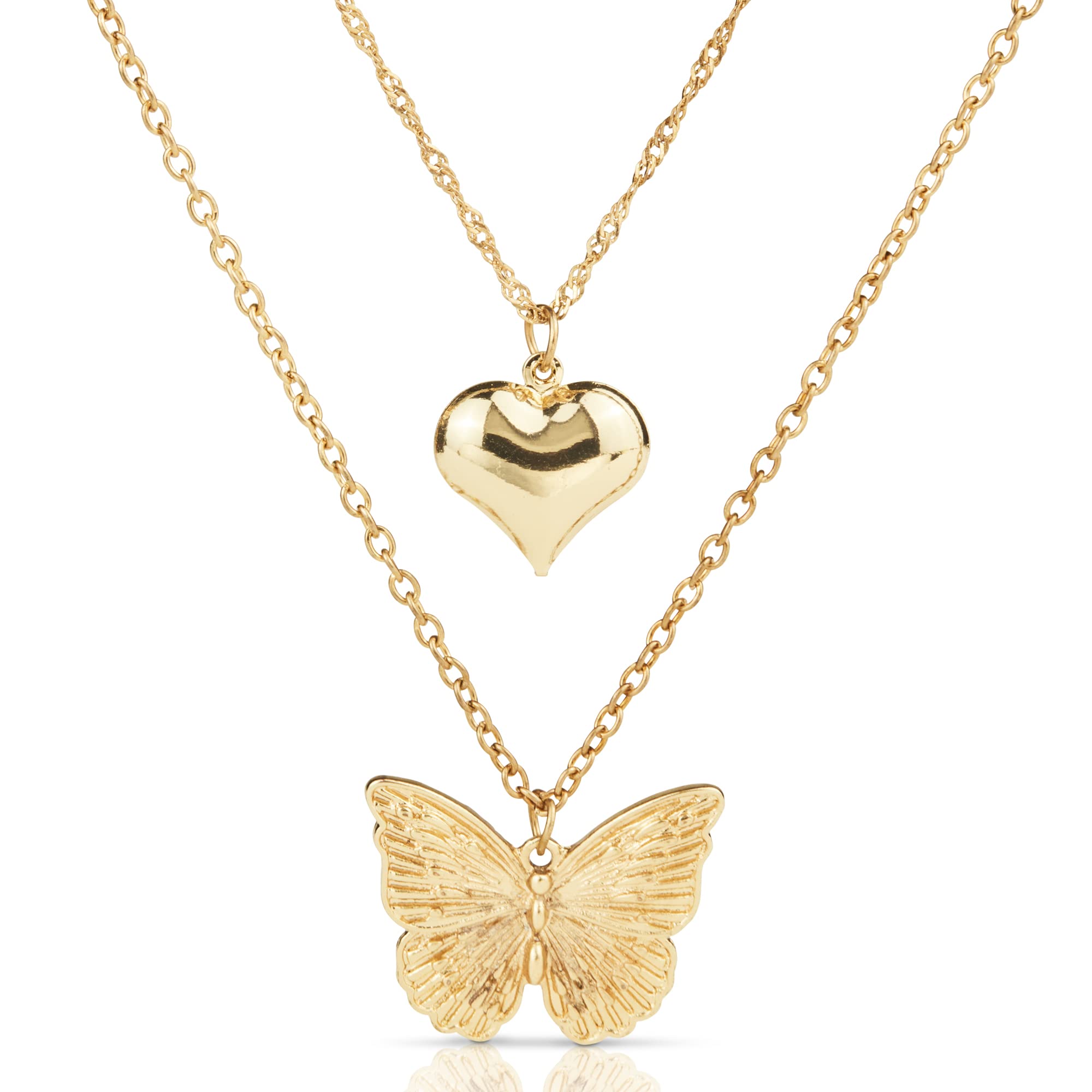 14K Gold Dipped Butterfly Necklace for Women - Dainty Layered Minimalist Necklace - Trendy Preppy Jewelry Gift for Her - Perfect for Everyday Wear, Date Nights & Special Occasions