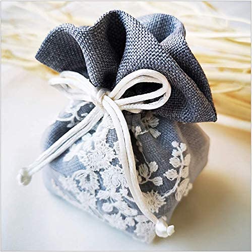 18Pcs Mini Drawstring Embroidery Candy Bags - 5.3x3.9 Inch Blue Wedding Favors, Jewelry & Gift Bags for Party, Bridal Shower, Baby Shower & Special Occasions