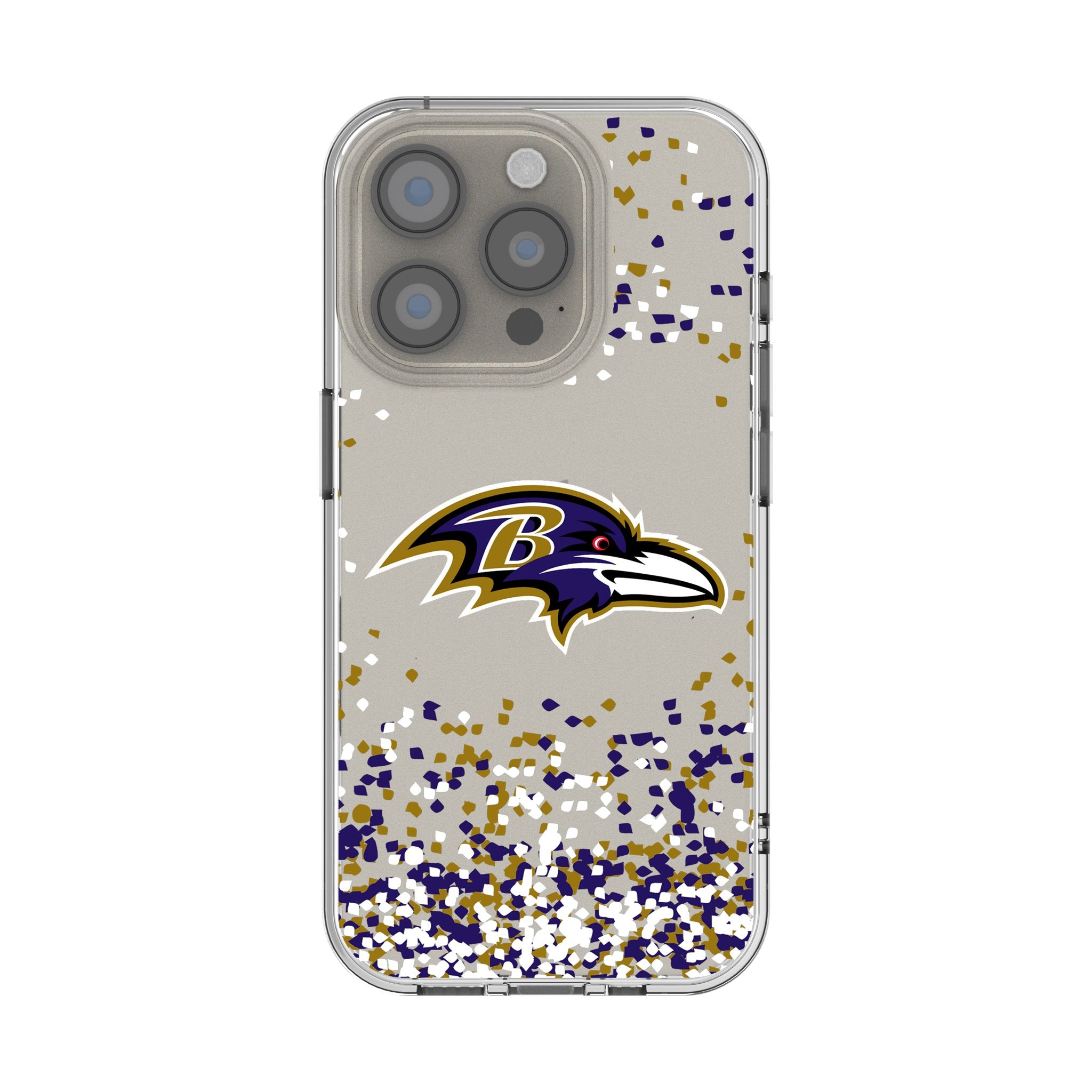 Baltimore Ravens Confetti Clear Phone Case for Apple iPhone - Durable Protective Cover for iPhone 14/13/12/11/XR/XS/X/8/7 - Perfect for Game Day, Parties & Everyday Use