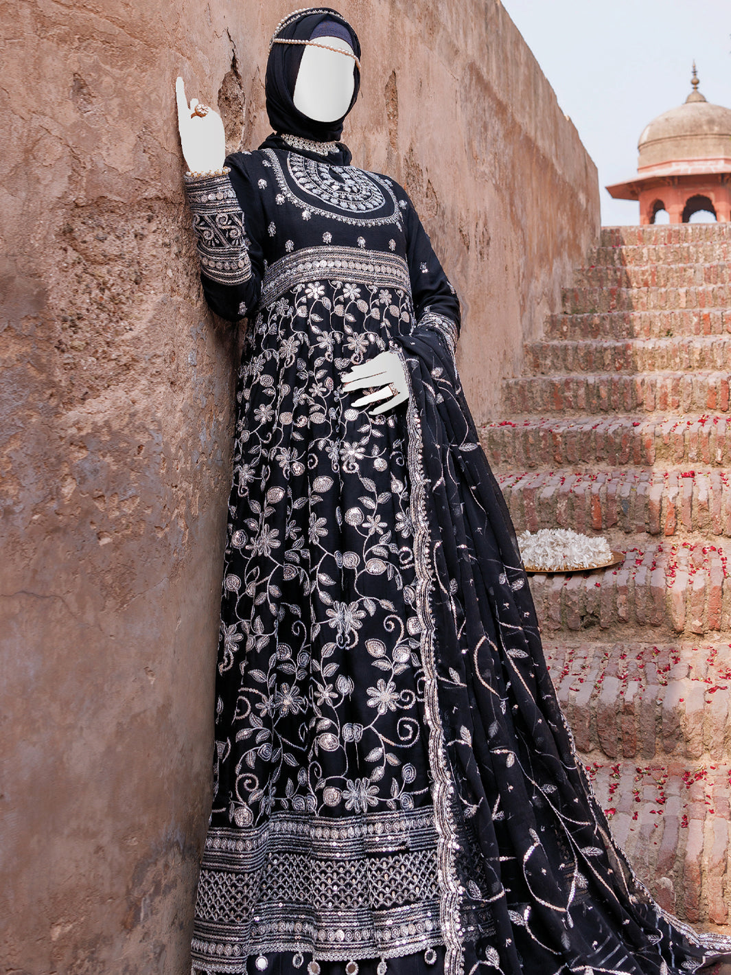 Elegant Black Chiffon Stitched Suit by J. Junaid Jamshed - Perfect for Weddings, Parties & Formal Occasions